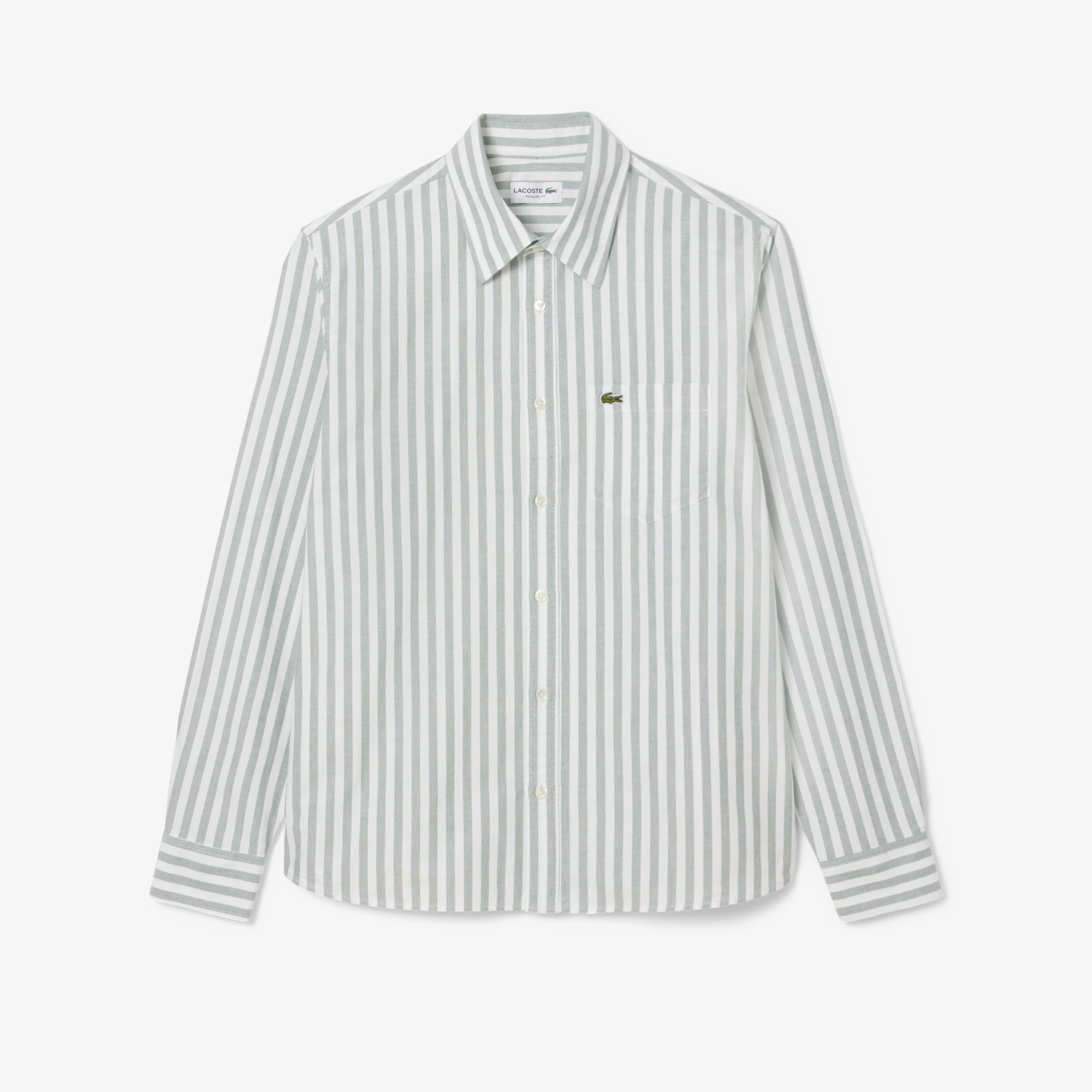 Áo Sơ Mi Lacoste Nam Dáng Suông Kẻ Sọc Có Túi Chất Liệu Oxford