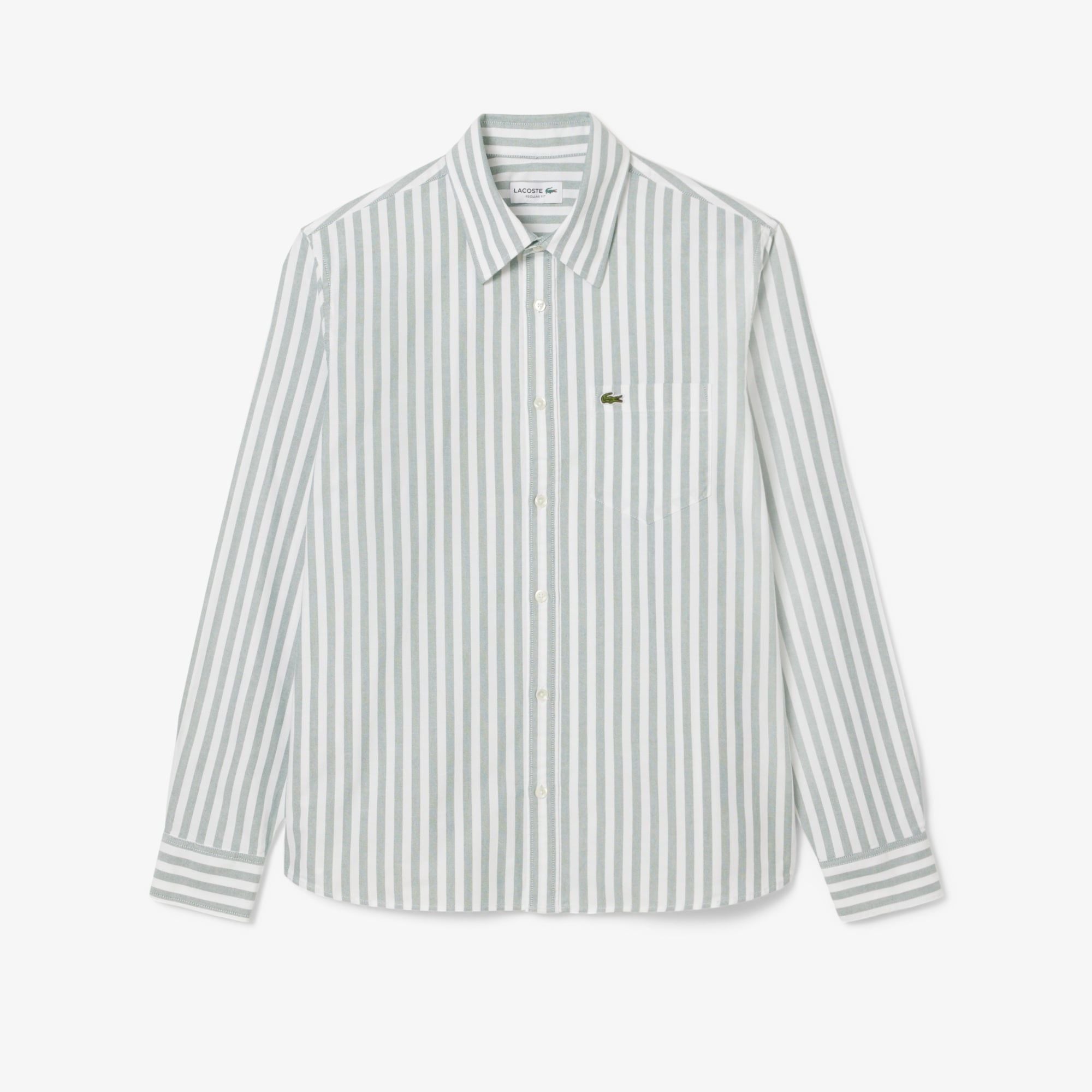 Áo Sơ Mi Lacoste Nam Dáng Suông Kẻ Sọc Có Túi Chất Liệu Oxford
