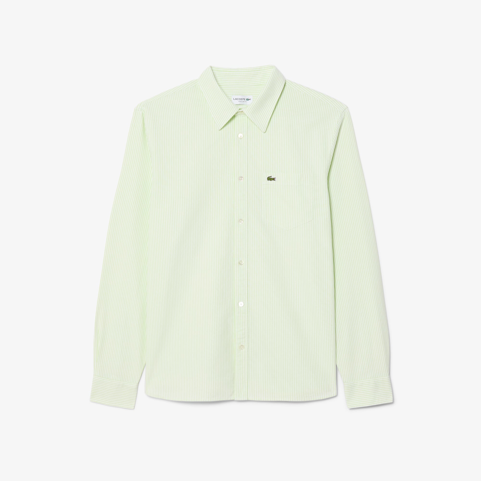 Áo Sơ Mi Lacoste Nam Dáng Suông Kẻ Sọc Có Túi Chất Liệu Oxford