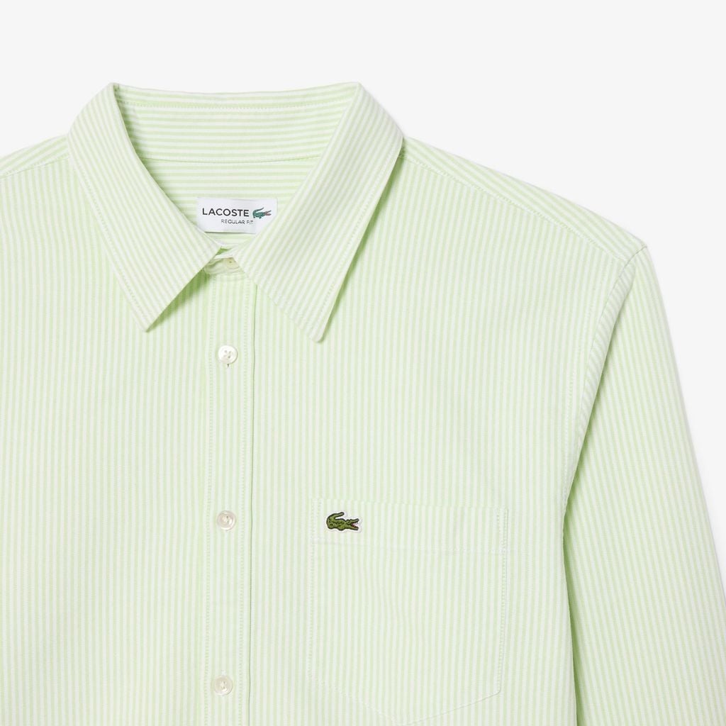 Áo Sơ Mi Lacoste Nam Dáng Suông Kẻ Sọc Có Túi Chất Liệu Oxford