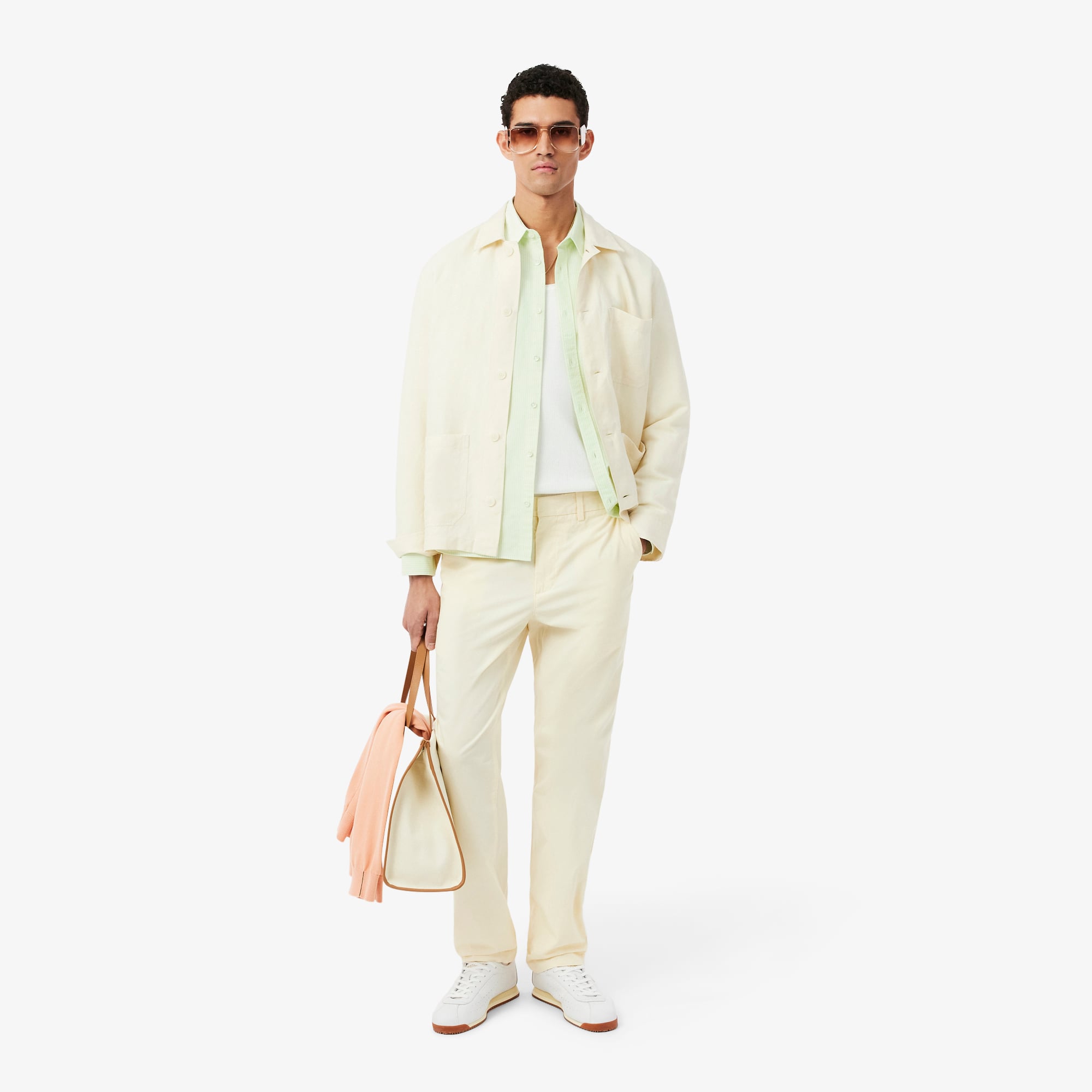 Áo Sơ Mi Lacoste Nam Dáng Suông Kẻ Sọc Có Túi Chất Liệu Oxford