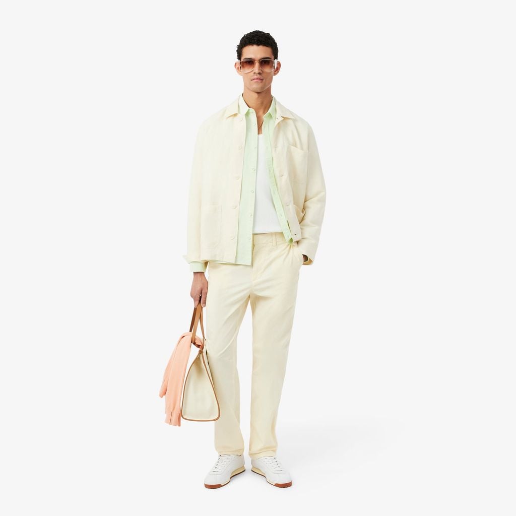 Áo Sơ Mi Lacoste Nam Dáng Suông Kẻ Sọc Có Túi Chất Liệu Oxford