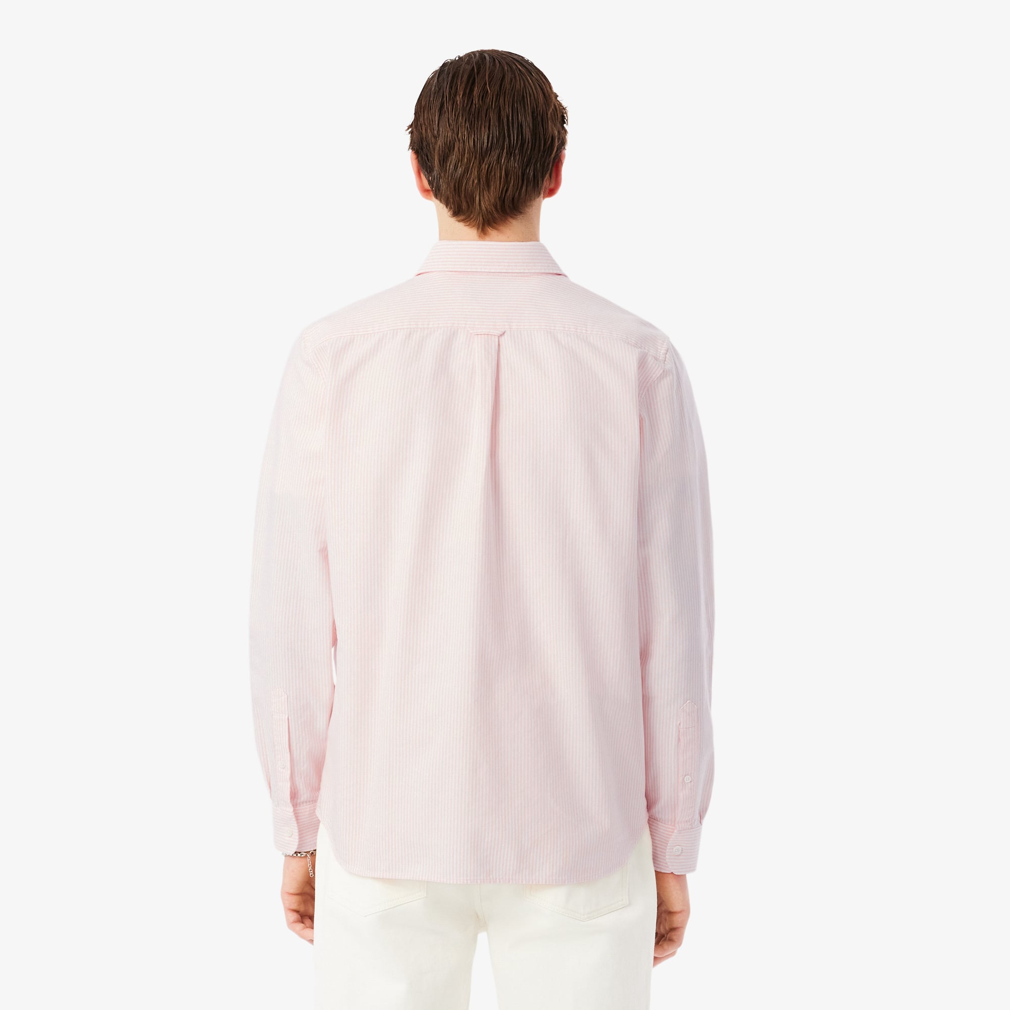 Áo Sơ Mi Lacoste Nam Dáng Suông Kẻ Sọc Có Túi Chất Liệu Oxford