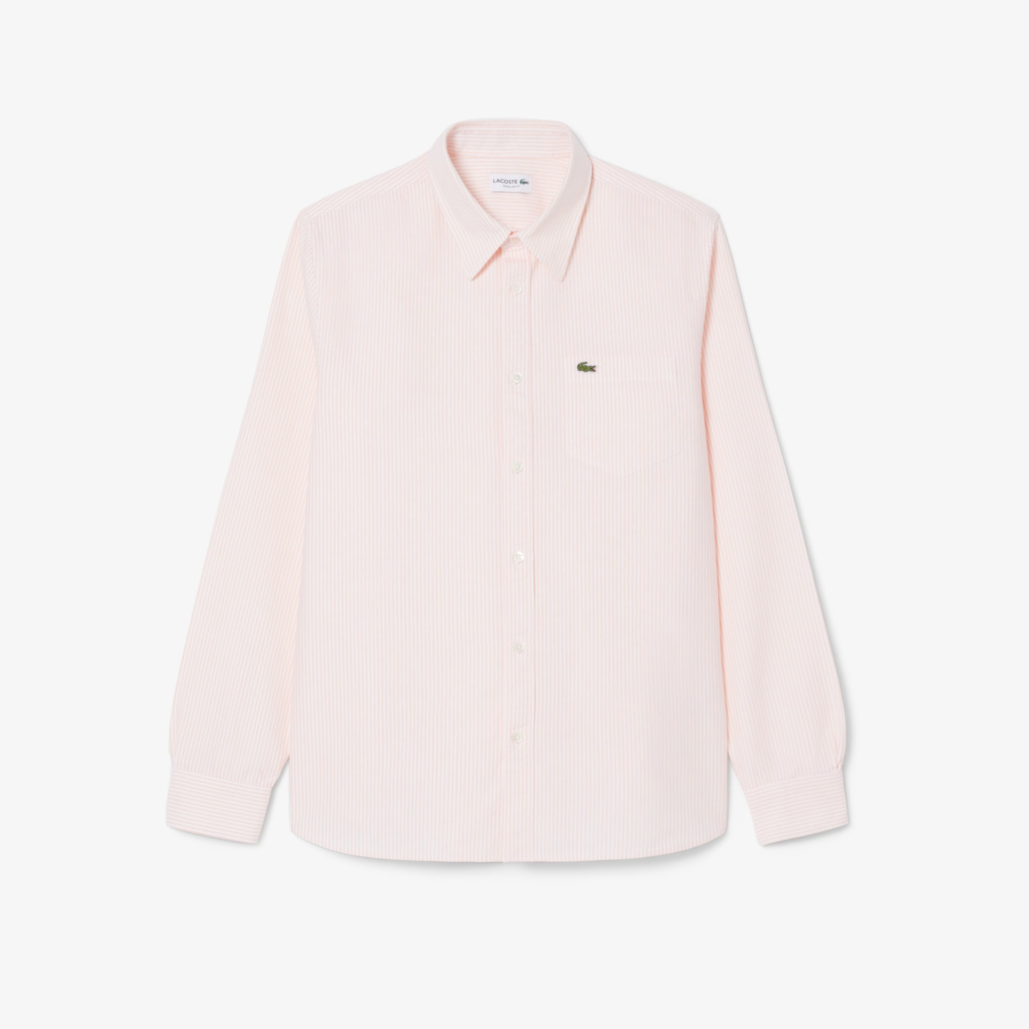 Áo Sơ Mi Lacoste Nam Dáng Suông Kẻ Sọc Có Túi Chất Liệu Oxford
