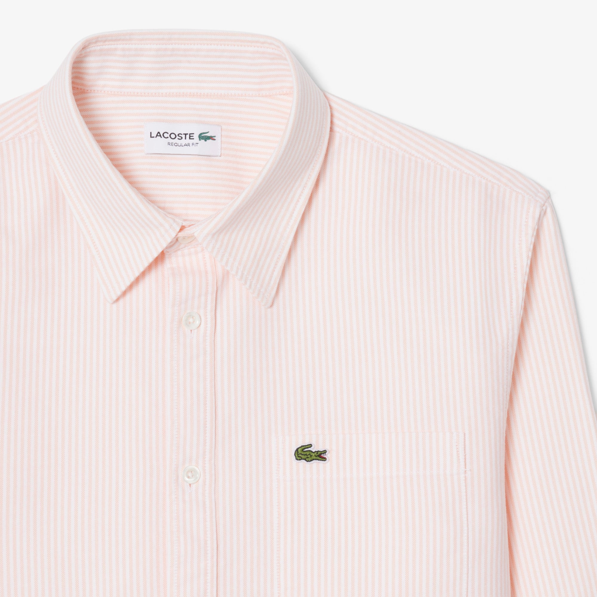 Áo Sơ Mi Lacoste Nam Dáng Suông Kẻ Sọc Có Túi Chất Liệu Oxford