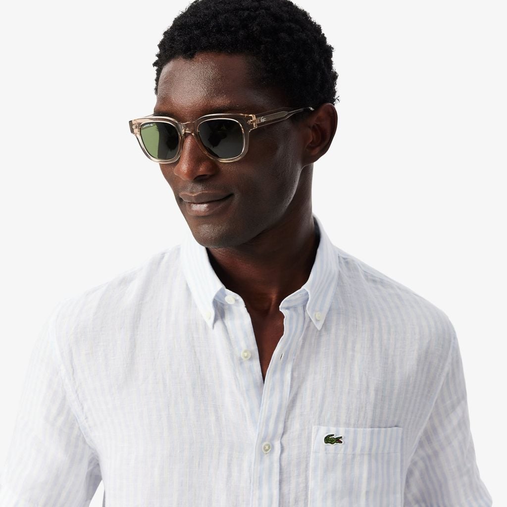 Áo Sơ Mi Lacoste Nam Dáng Suông Chất Liệu Linen Tay Ngắn
