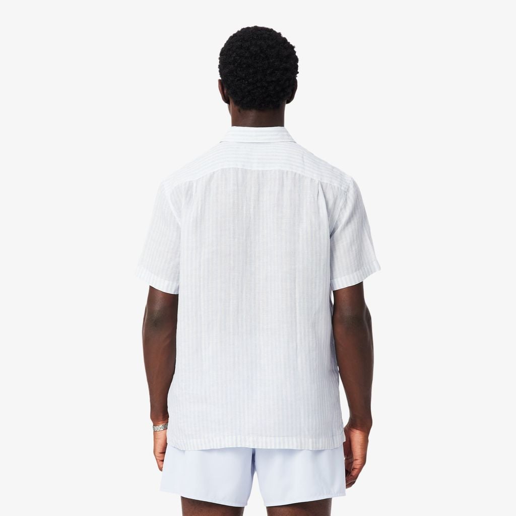 Áo Sơ Mi Lacoste Nam Dáng Suông Chất Liệu Linen Tay Ngắn