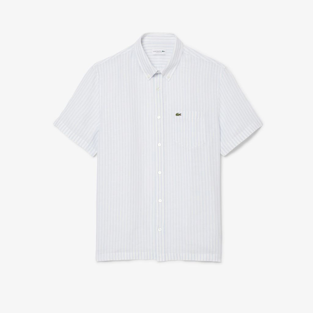 Áo Sơ Mi Lacoste Nam Dáng Suông Chất Liệu Linen Tay Ngắn