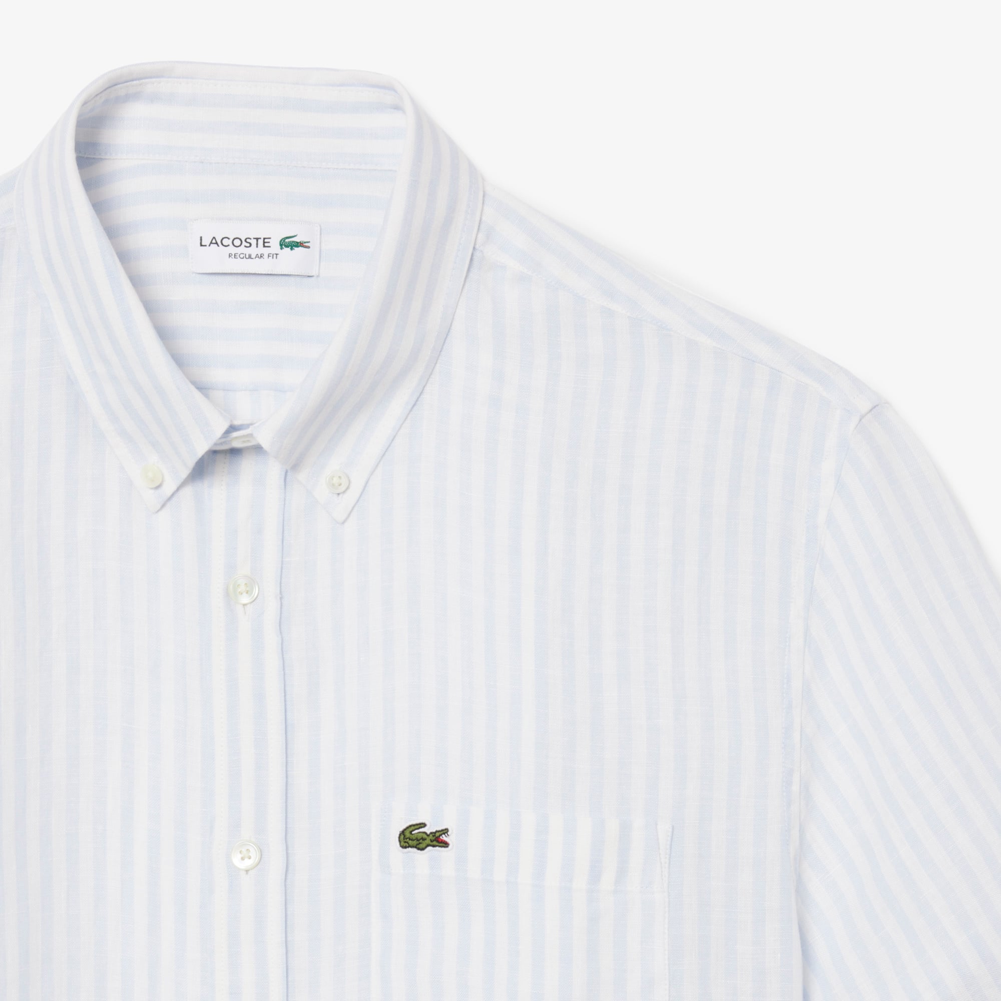 Áo Sơ Mi Lacoste Nam Dáng Suông Chất Liệu Linen Tay Ngắn