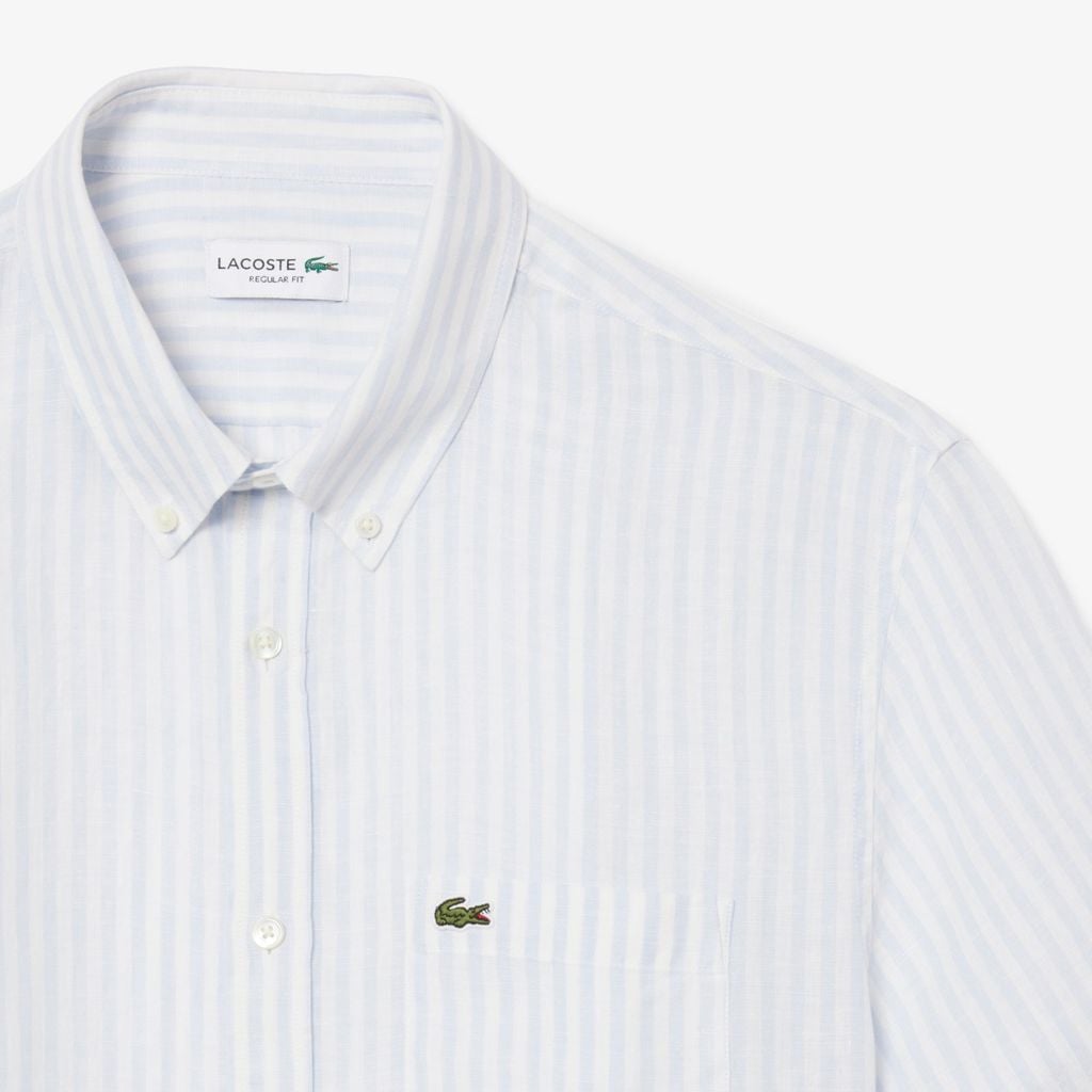 Áo Sơ Mi Lacoste Nam Dáng Suông Chất Liệu Linen Tay Ngắn