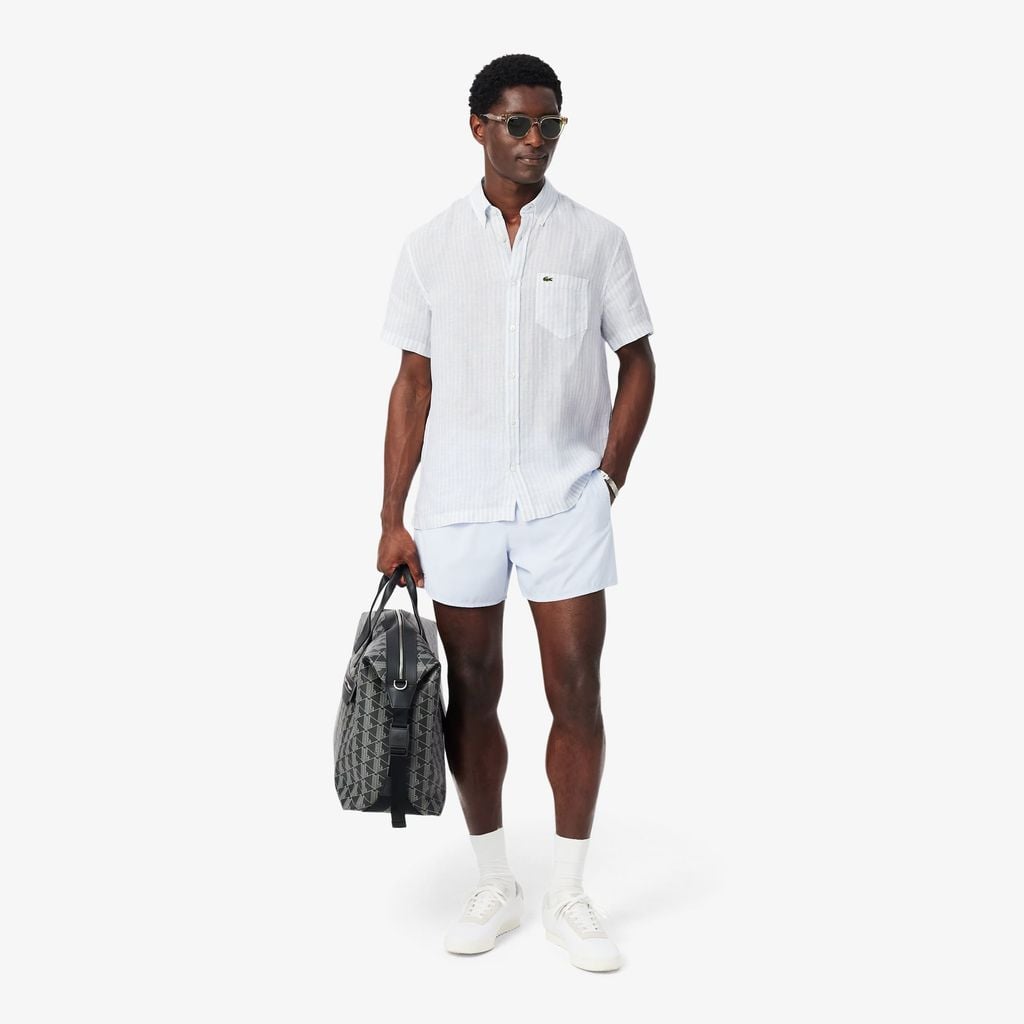 Áo Sơ Mi Lacoste Nam Dáng Suông Chất Liệu Linen Tay Ngắn