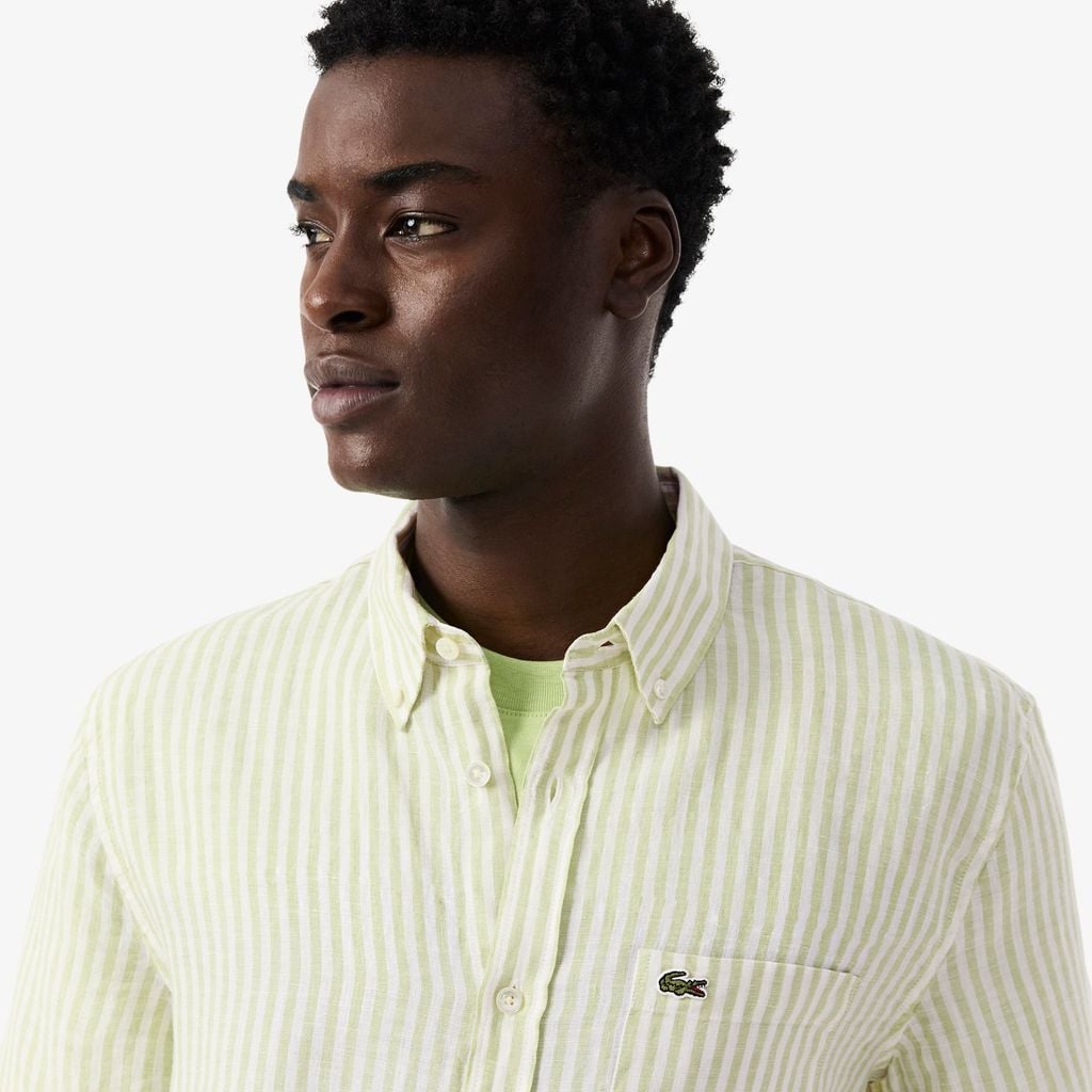 Áo Sơ Mi Lacoste Nam Dáng Suông Chất Liệu Linen Tay Ngắn