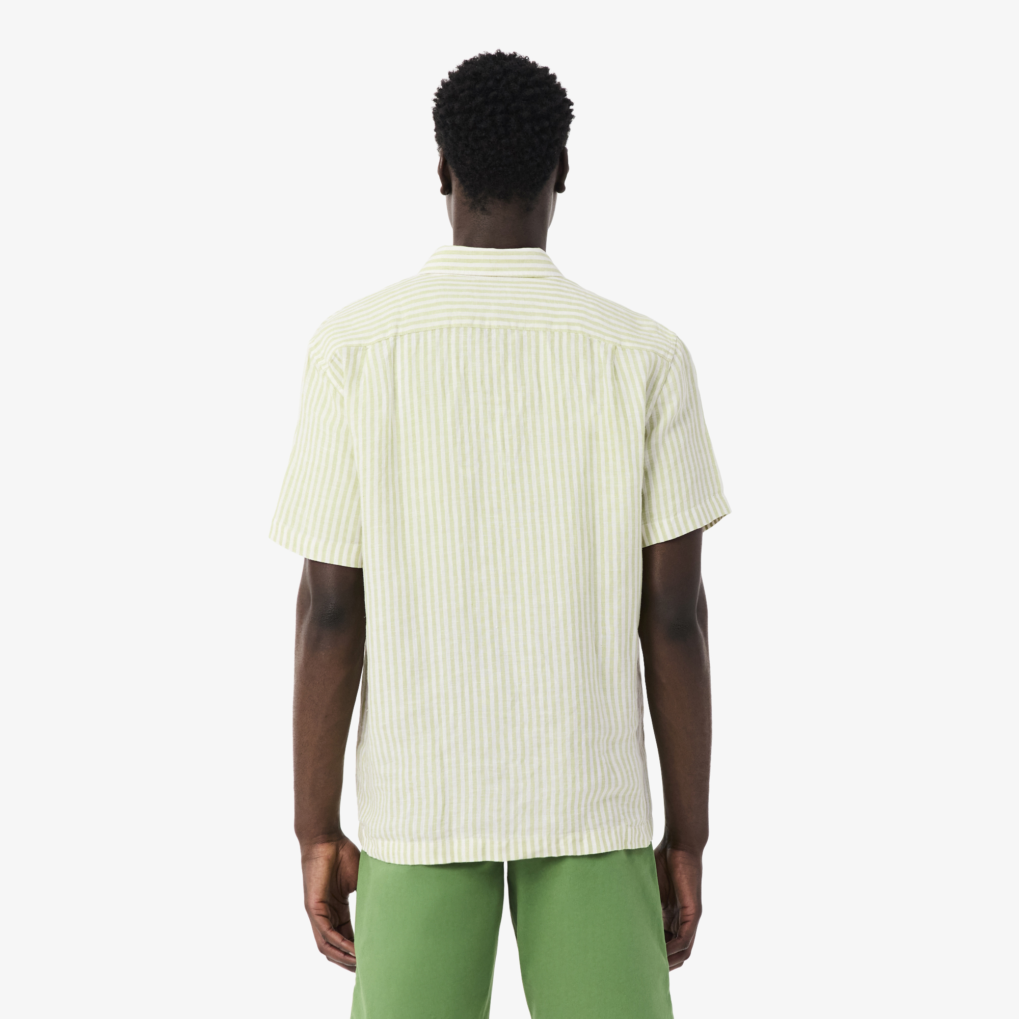 Áo Sơ Mi Lacoste Nam Dáng Suông Chất Liệu Linen Tay Ngắn