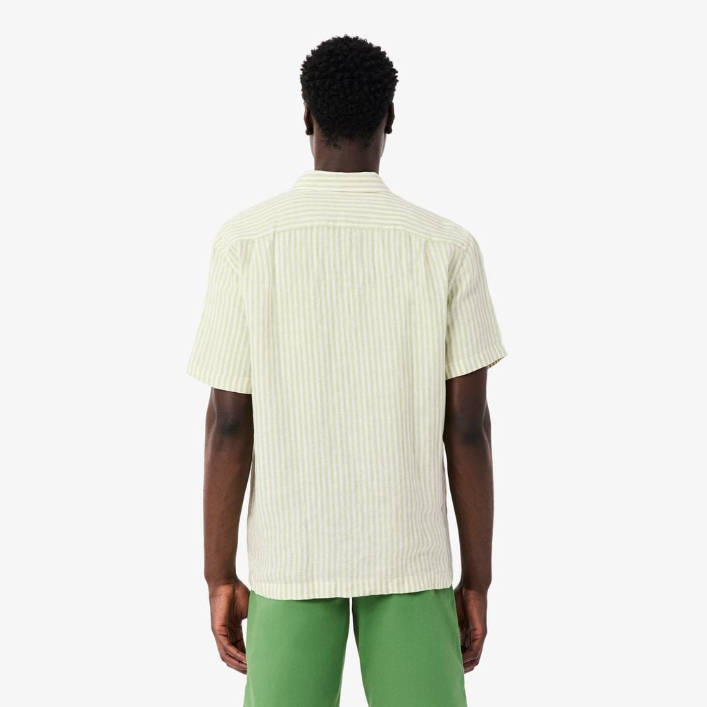 Áo Sơ Mi Lacoste Nam Dáng Suông Chất Liệu Linen Tay Ngắn