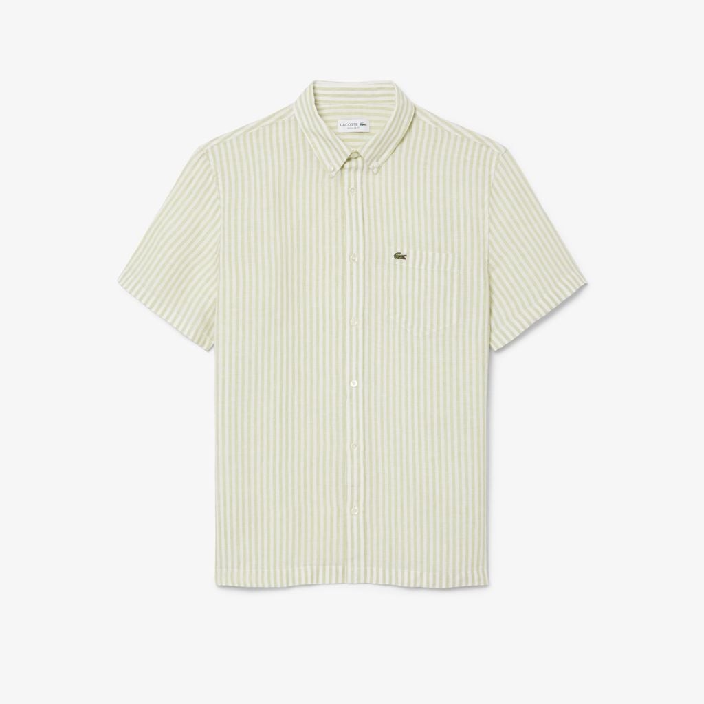 Áo Sơ Mi Lacoste Nam Dáng Suông Chất Liệu Linen Tay Ngắn