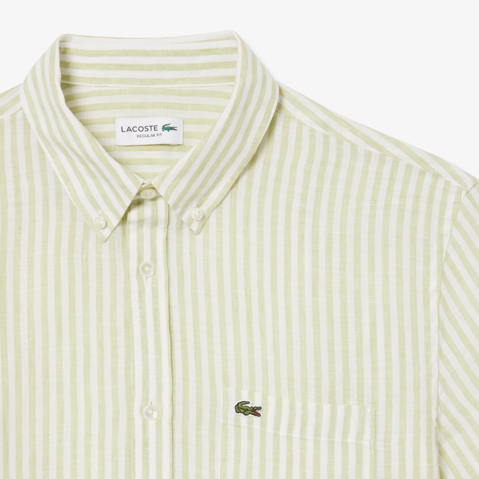 Áo Sơ Mi Lacoste Nam Dáng Suông Chất Liệu Linen Tay Ngắn