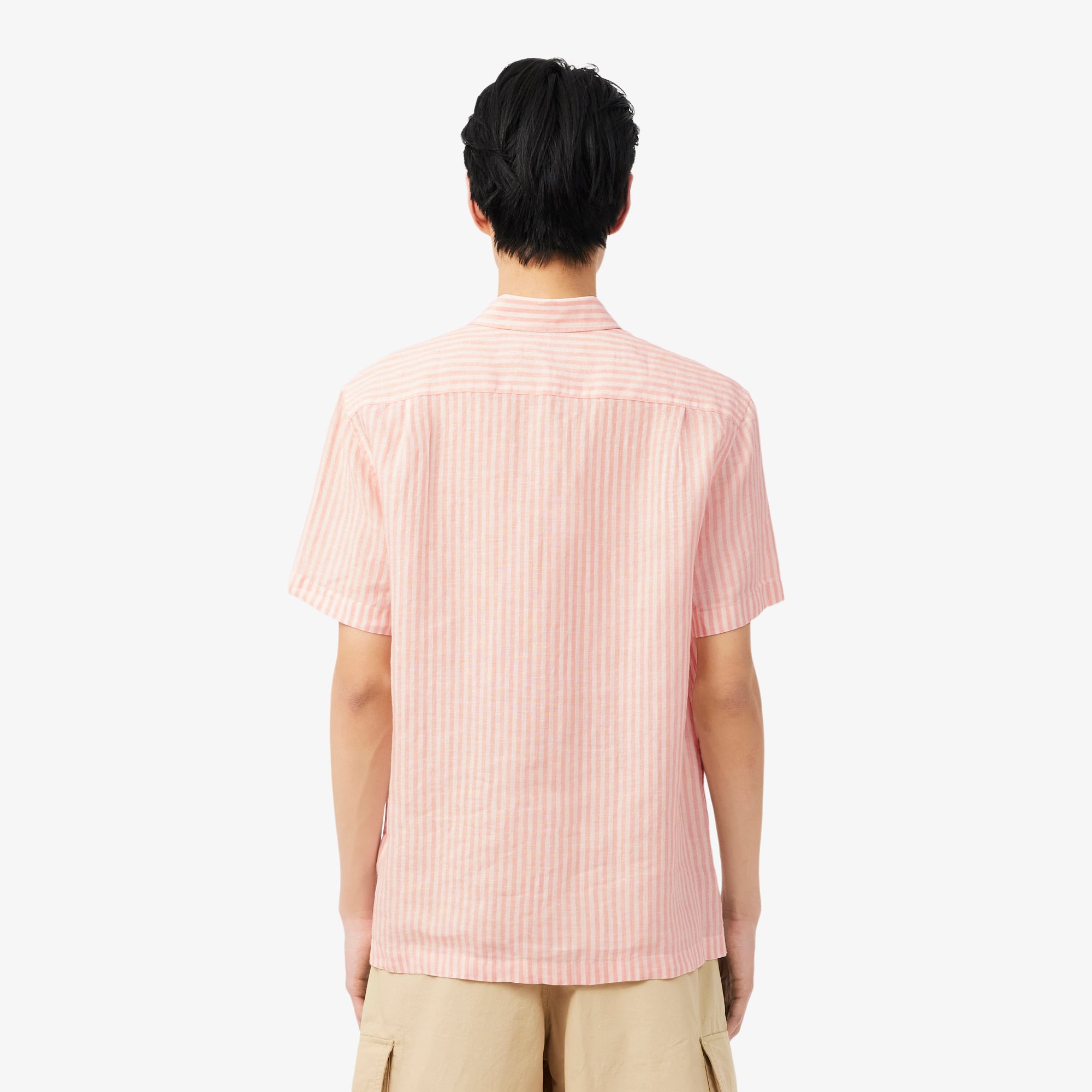 Áo Sơ Mi Lacoste Nam Dáng Suông Chất Liệu Linen Tay Ngắn