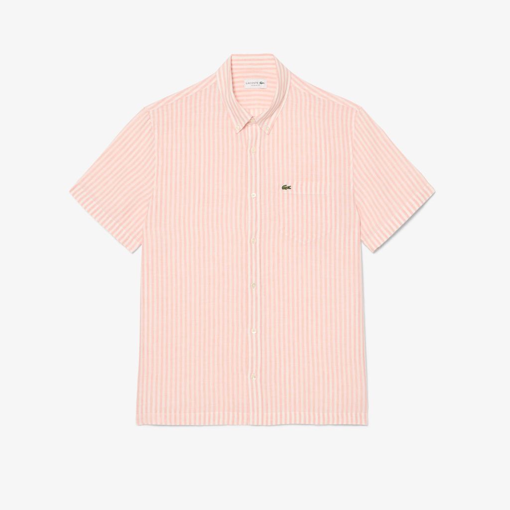 Áo Sơ Mi Lacoste Nam Dáng Suông Chất Liệu Linen Tay Ngắn