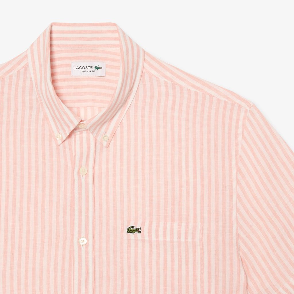 Áo Sơ Mi Lacoste Nam Dáng Suông Chất Liệu Linen Tay Ngắn