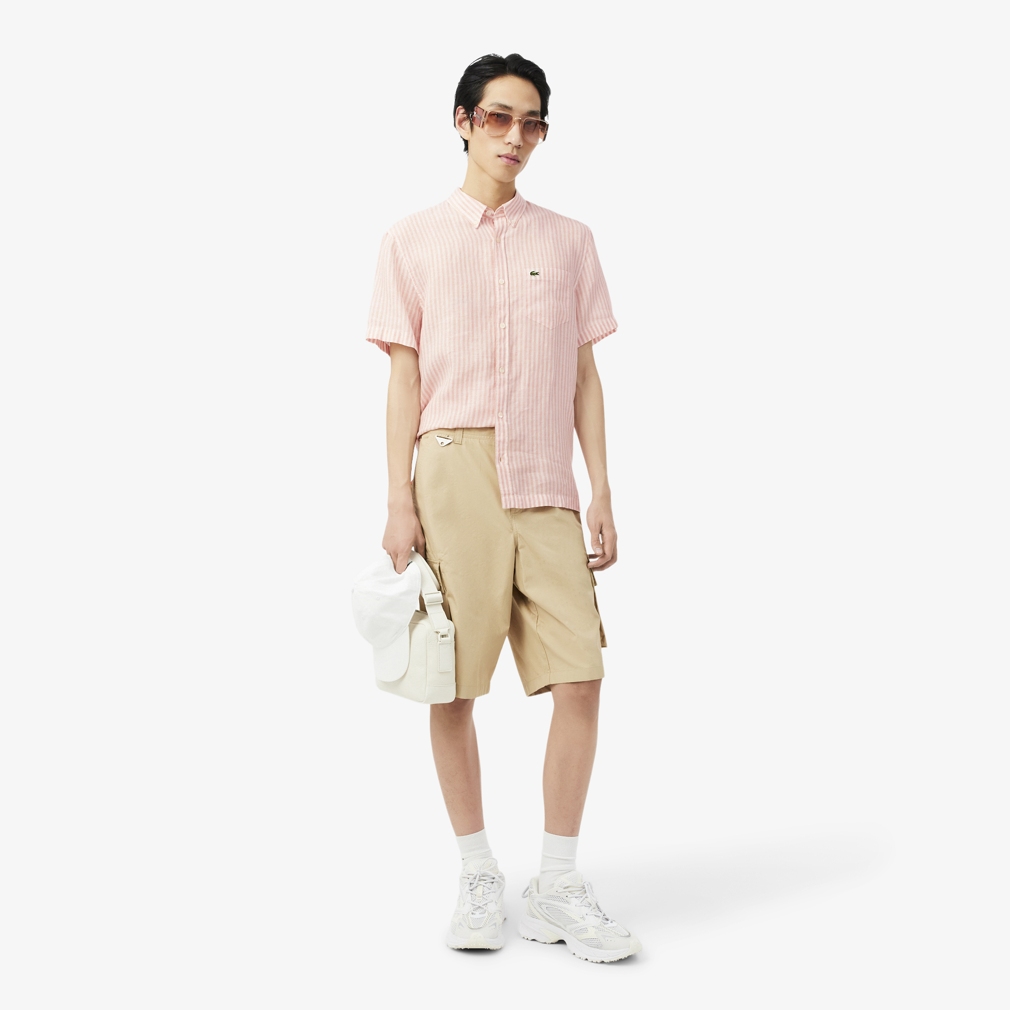 Áo Sơ Mi Lacoste Nam Dáng Suông Chất Liệu Linen Tay Ngắn