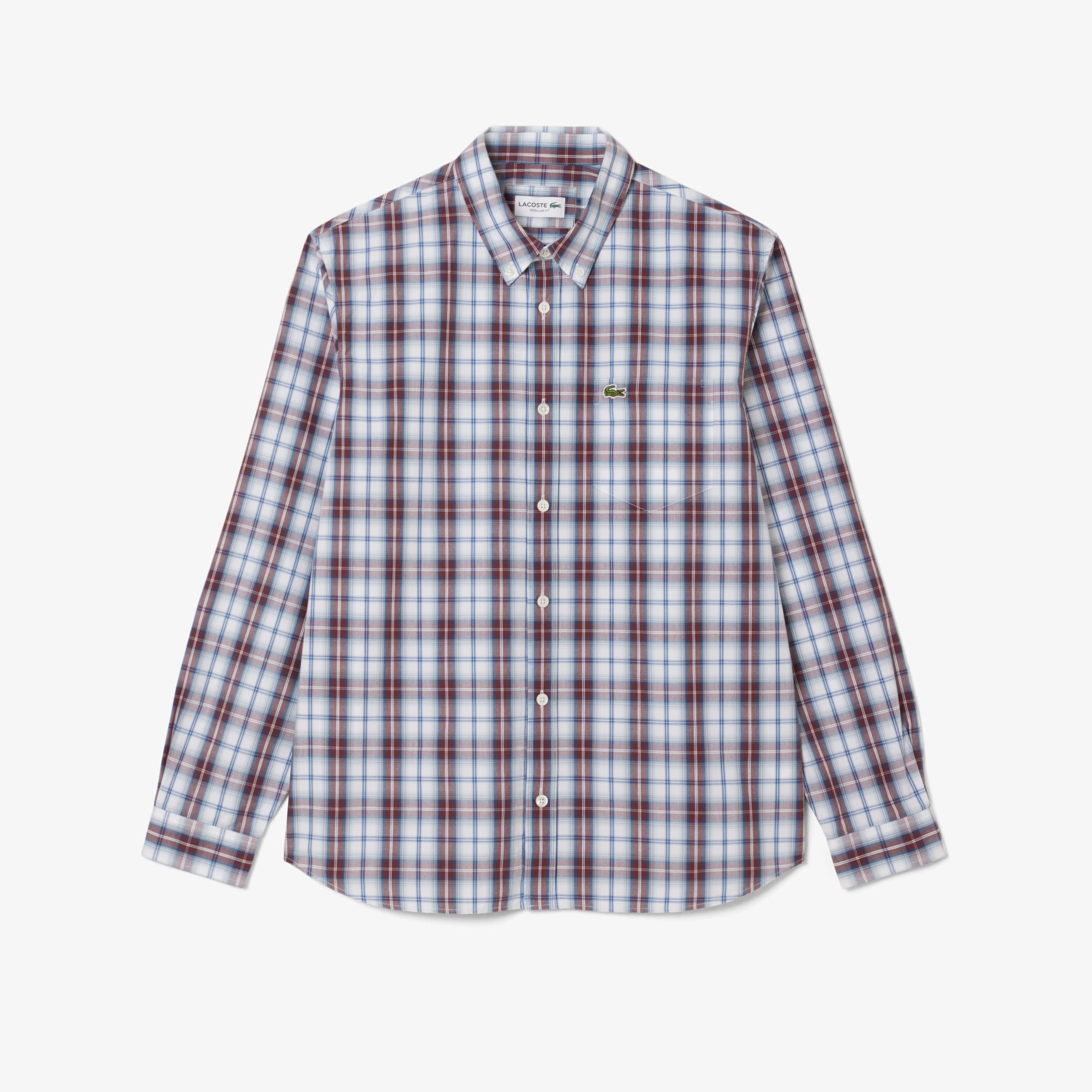 Áo Sơ Mi Lacoste Nam Dáng Suông Kẻ Caro Chất Liệu Poplin