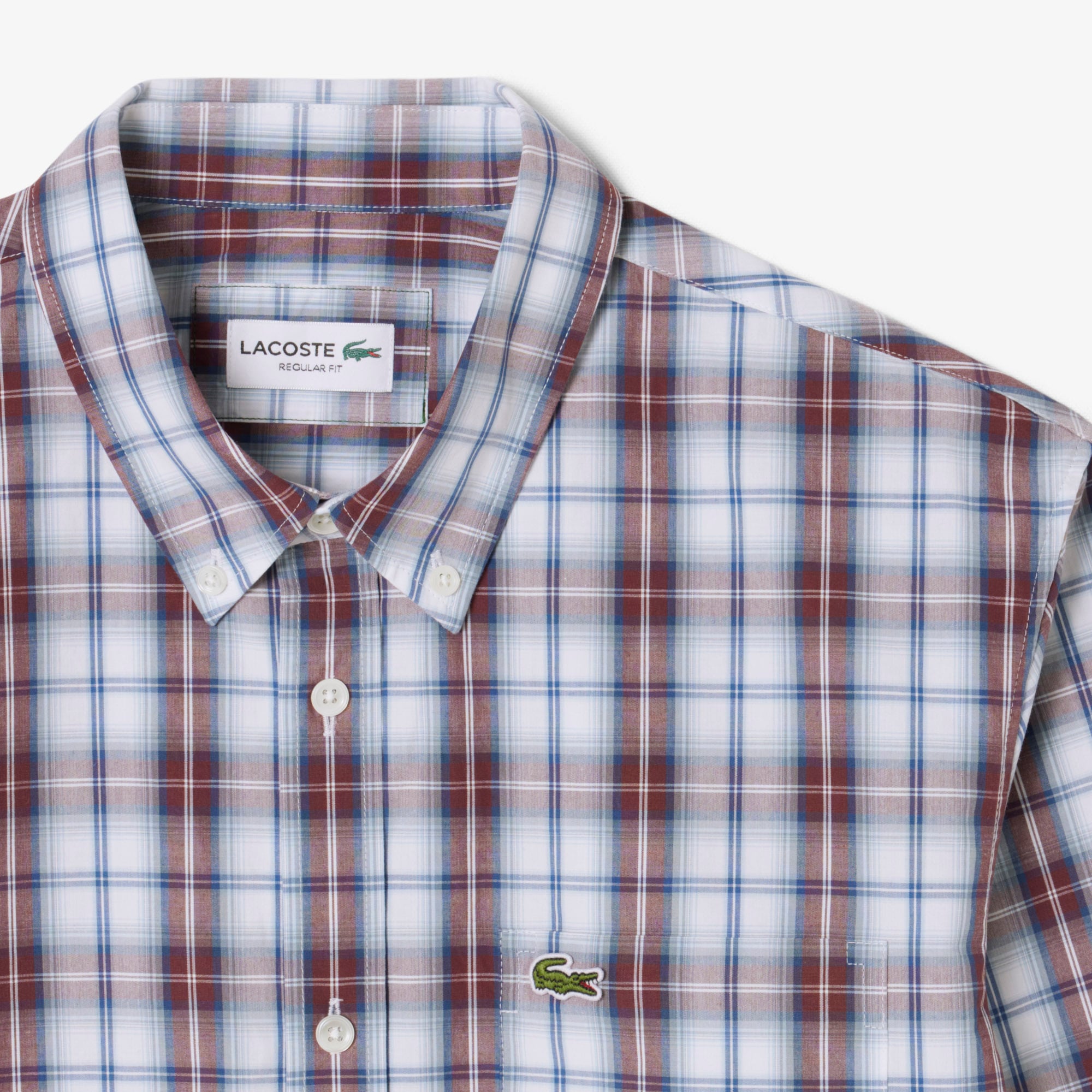 Áo Sơ Mi Lacoste Nam Dáng Suông Kẻ Caro Chất Liệu Poplin