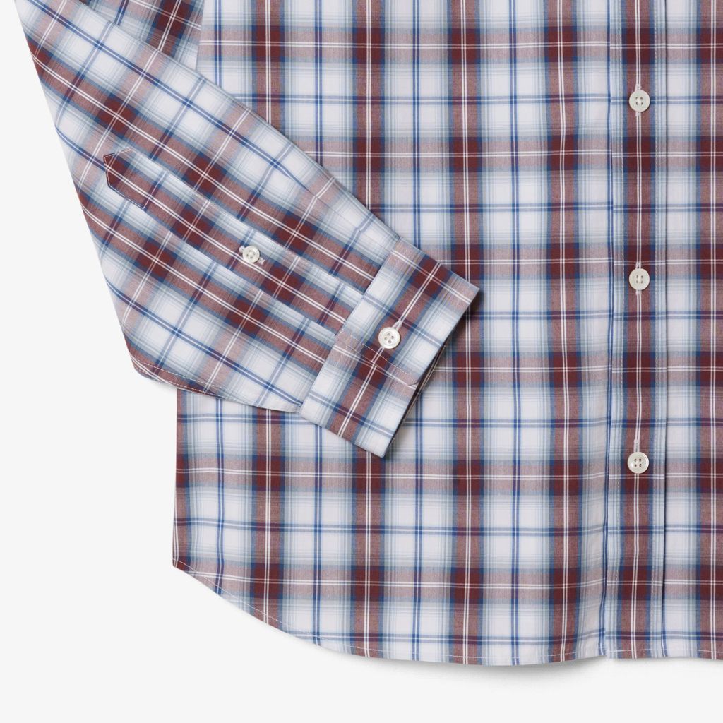 Áo Sơ Mi Lacoste Nam Dáng Suông Kẻ Caro Chất Liệu Poplin