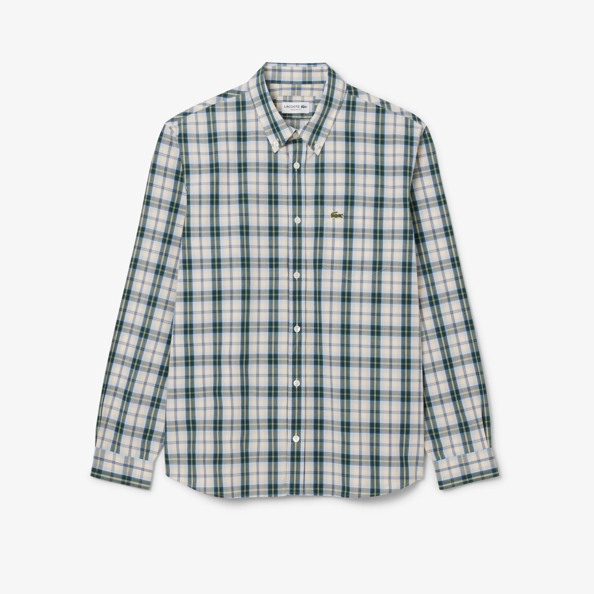 Áo Sơ Mi Lacoste Nam Dáng Suông Kẻ Caro Chất Liệu Poplin