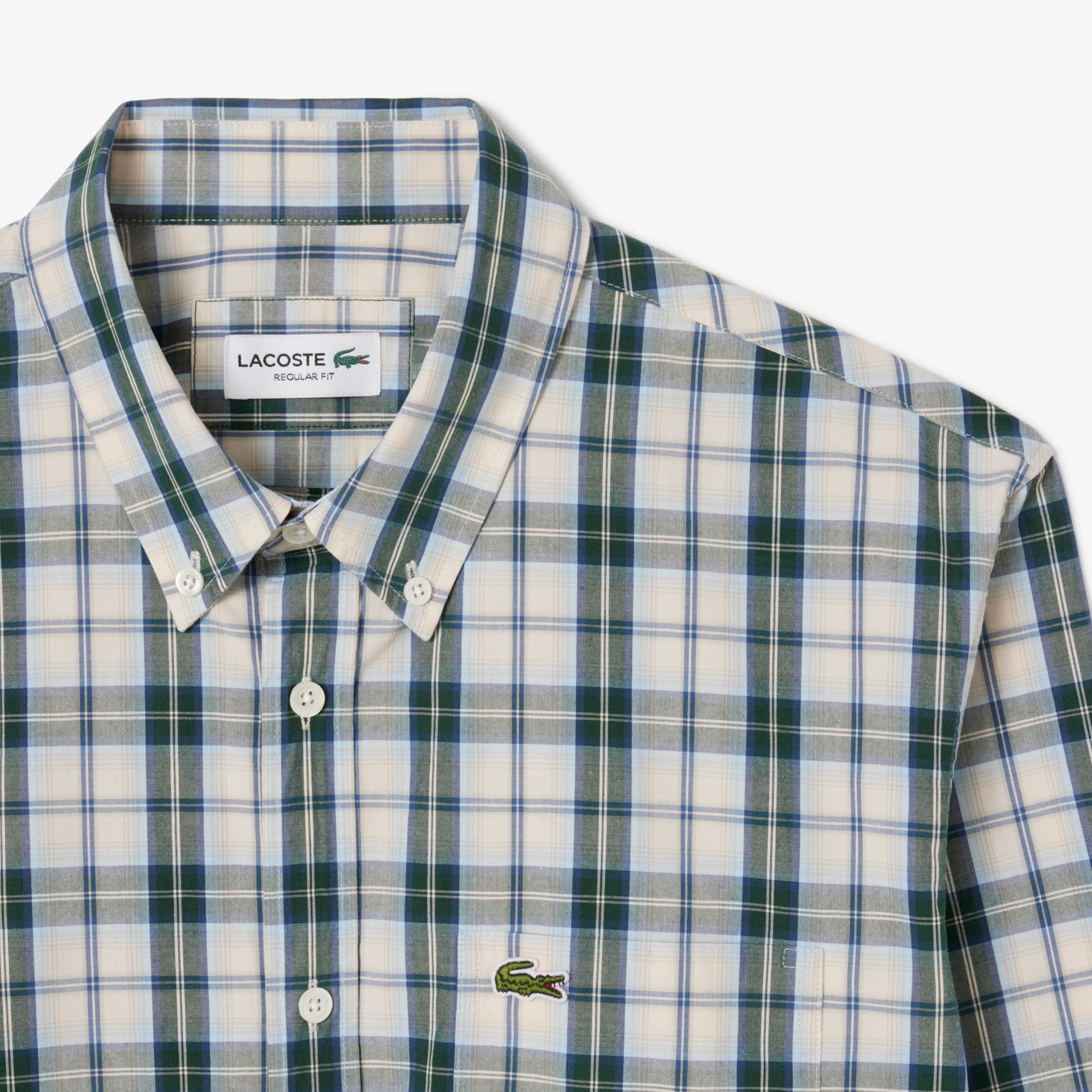 Áo Sơ Mi Lacoste Nam Dáng Suông Kẻ Caro Chất Liệu Poplin