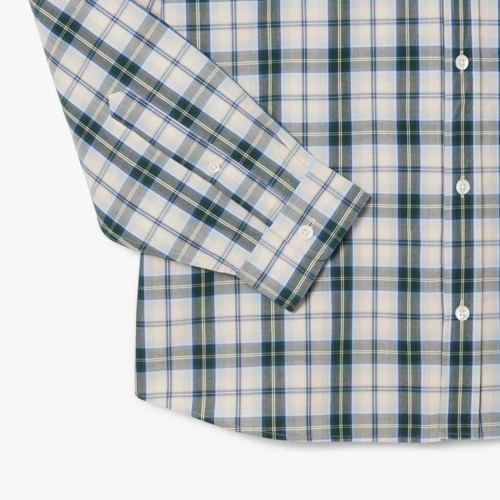 Áo Sơ Mi Lacoste Nam Dáng Suông Kẻ Caro Chất Liệu Poplin