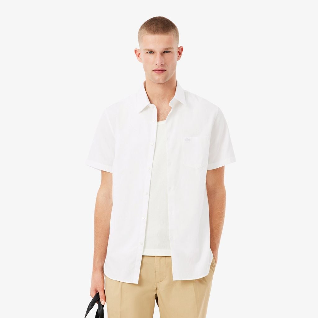 Áo Sơ Mi Lacoste Nam Dáng Suông Tay Ngắn Chất Liệu Cotton