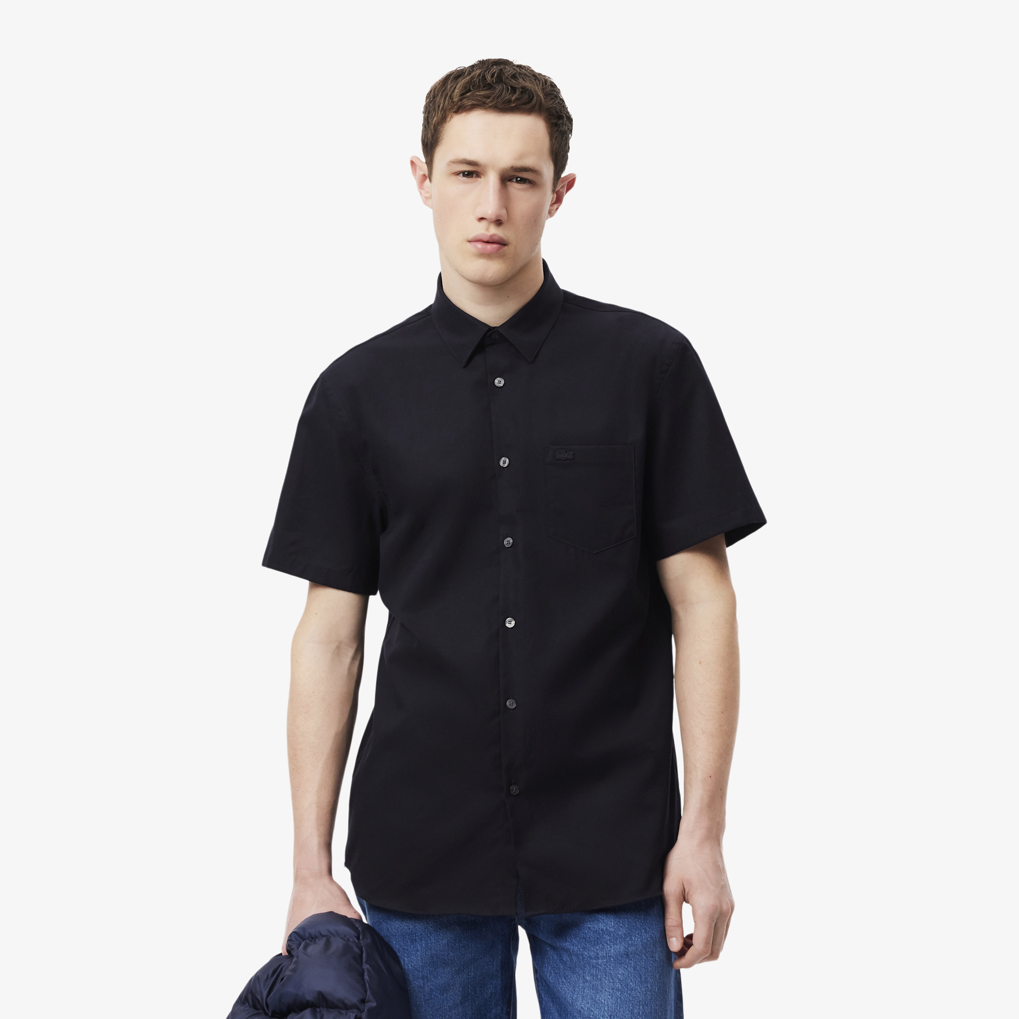 Áo Sơ Mi Lacoste Nam Dáng Suông Tay Ngắn Chất Liệu Cotton