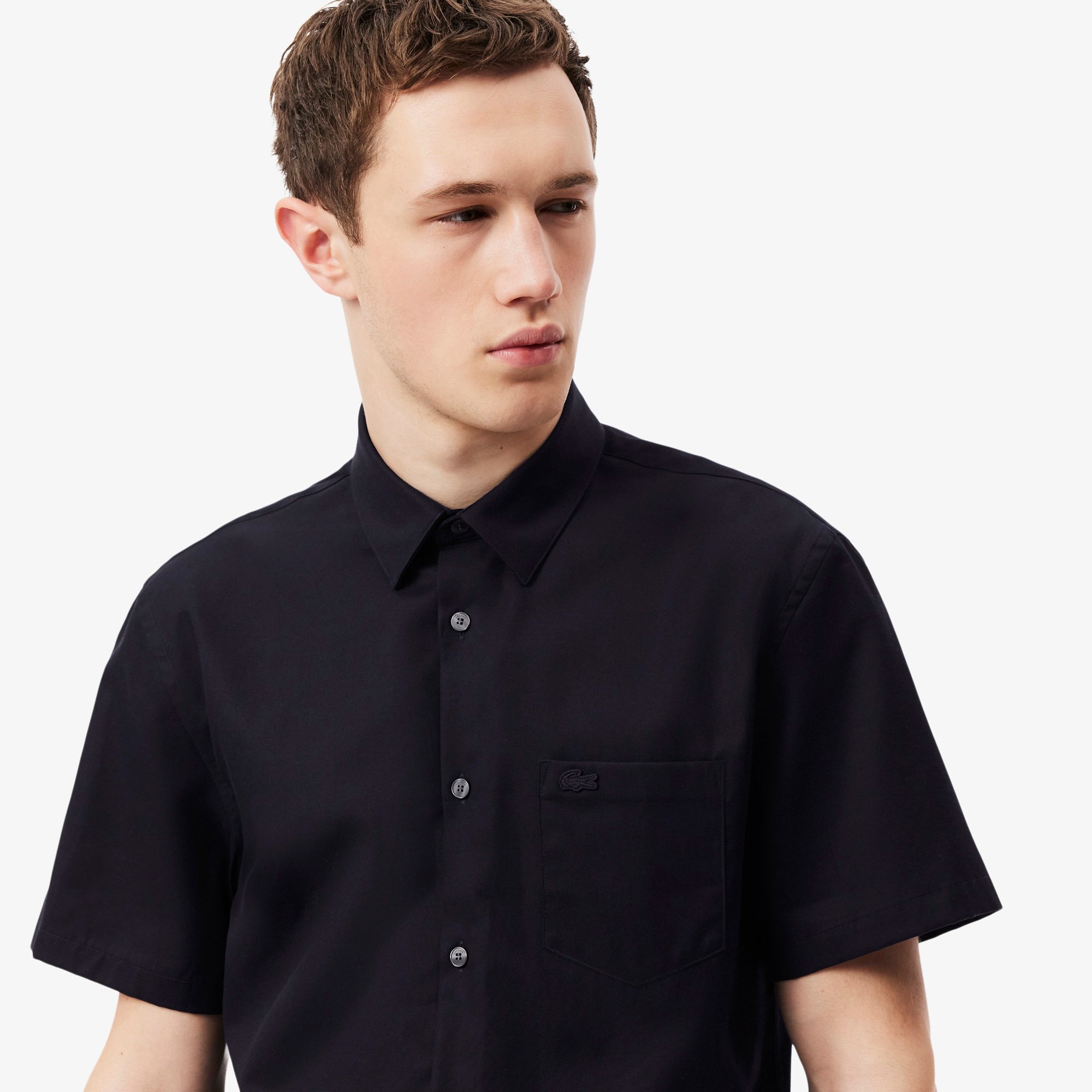 Áo Sơ Mi Lacoste Nam Dáng Suông Tay Ngắn Chất Liệu Cotton