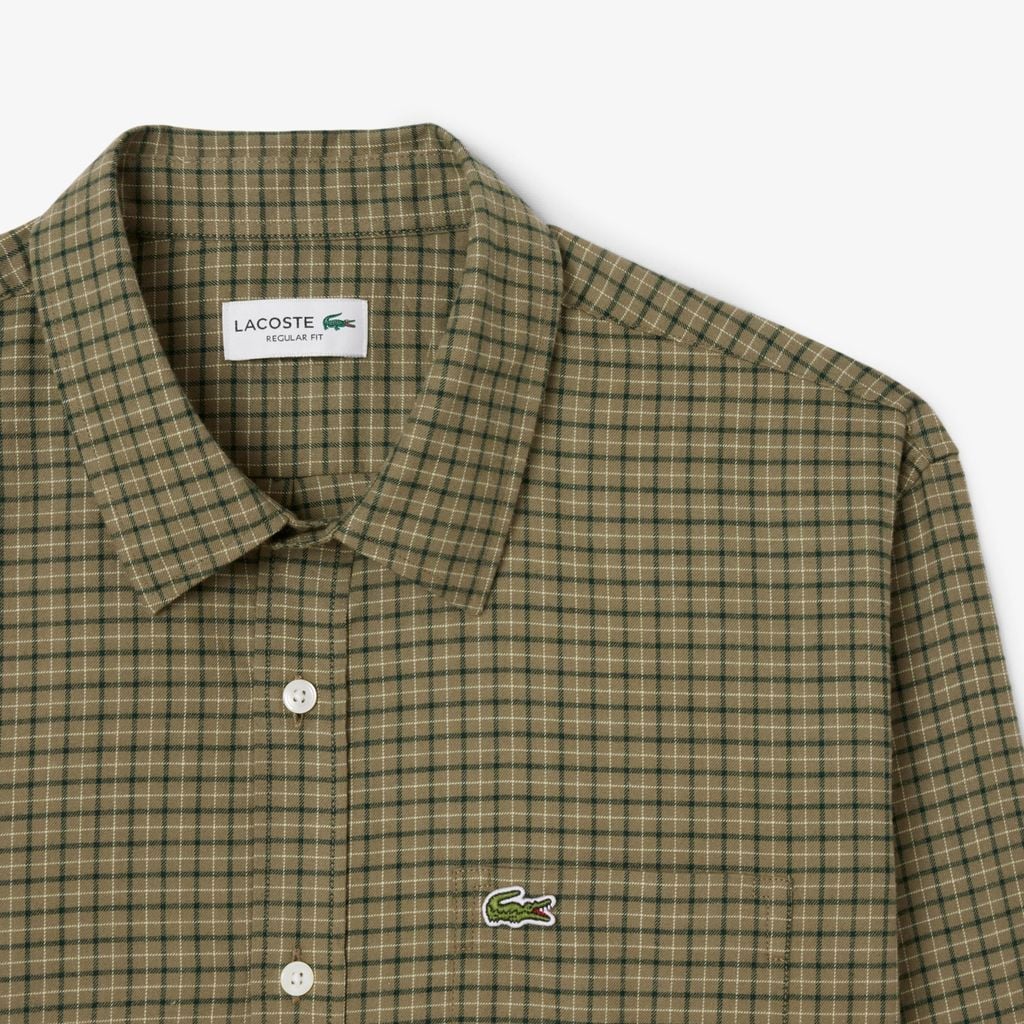 Áo Sơ Mi Lacoste Nam Dáng Suông Kẻ Caro Flannel