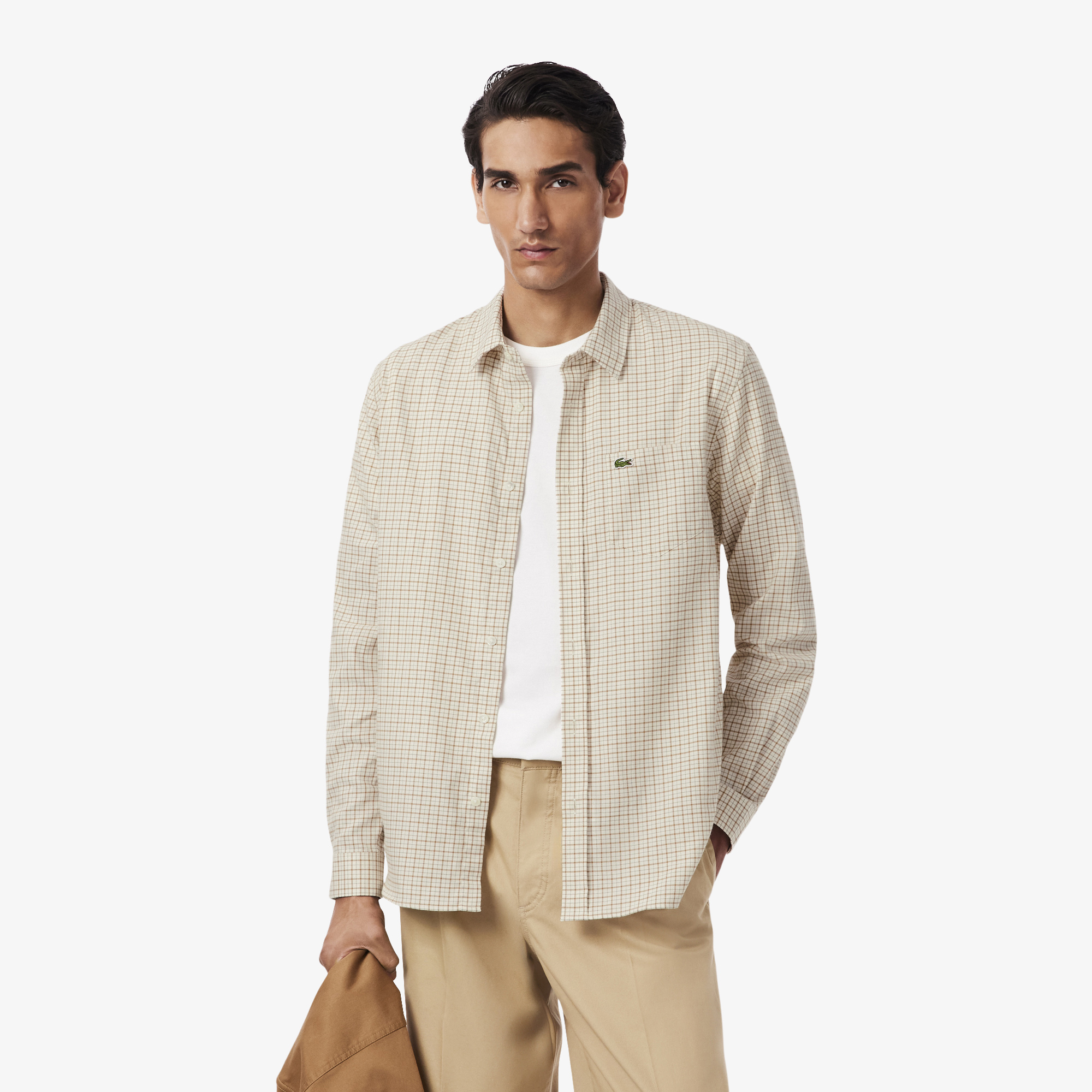 Áo Sơ Mi Lacoste Nam Dáng Suông Kẻ Caro Flannel