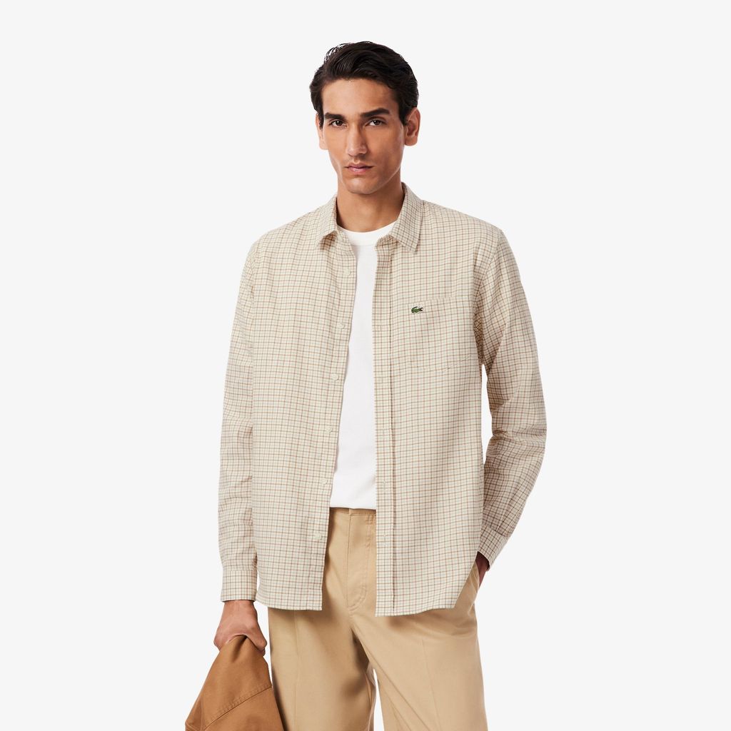 Áo Sơ Mi Lacoste Nam Dáng Suông Kẻ Caro Flannel
