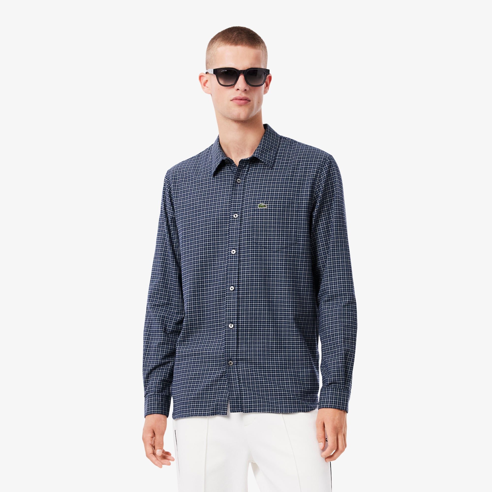 Áo Sơ Mi Lacoste Nam Dáng Suông Kẻ Caro Flannel