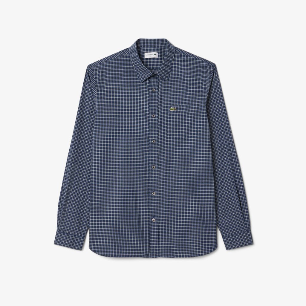 Áo Sơ Mi Lacoste Nam Dáng Suông Kẻ Caro Flannel