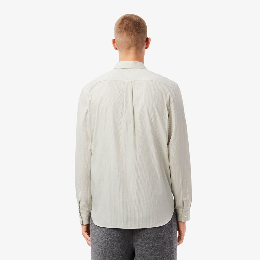 Áo Sơ Mi Lacoste Nam Dáng Suông Sọc Chất Liệu Poplin