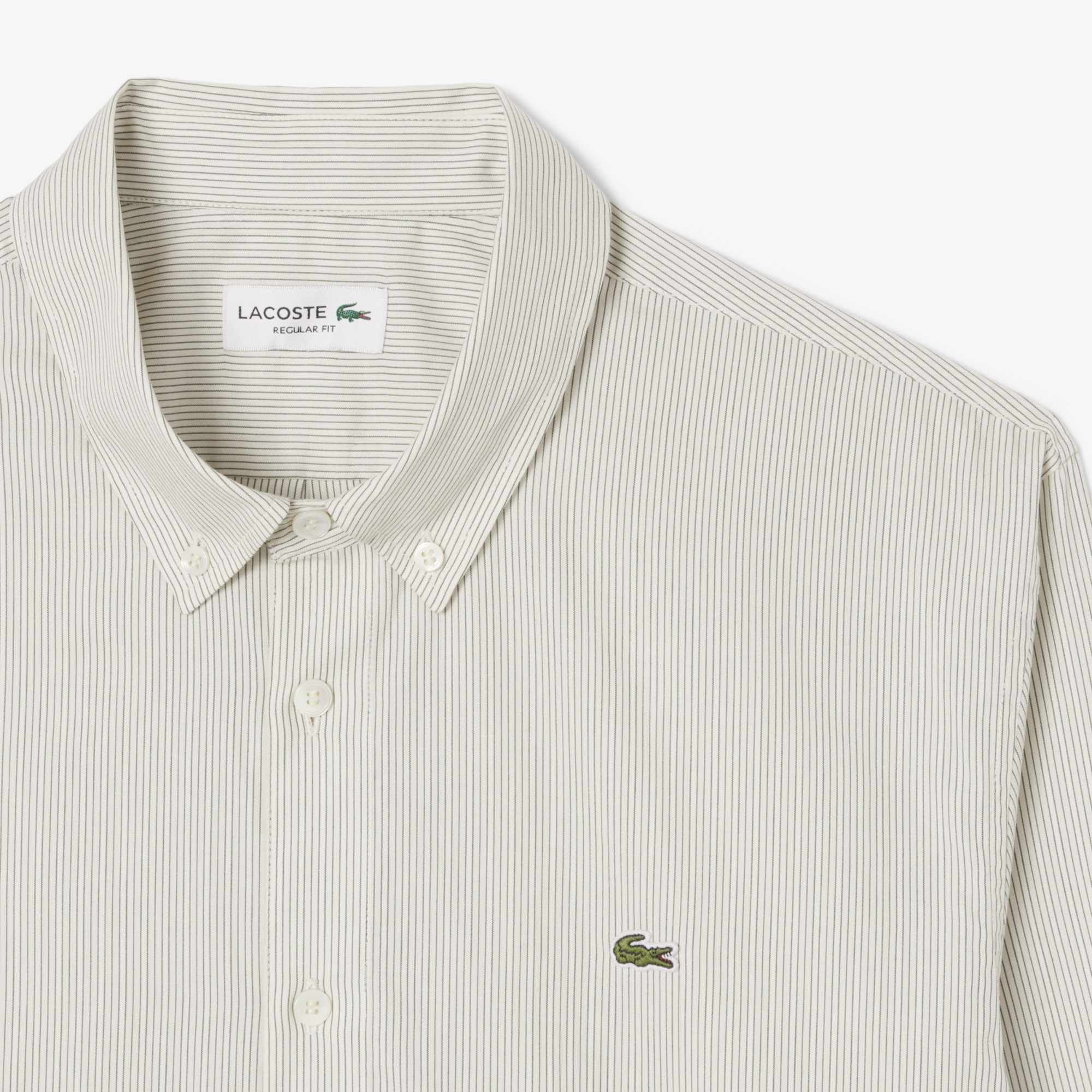 Áo Sơ Mi Lacoste Nam Dáng Suông Sọc Chất Liệu Poplin