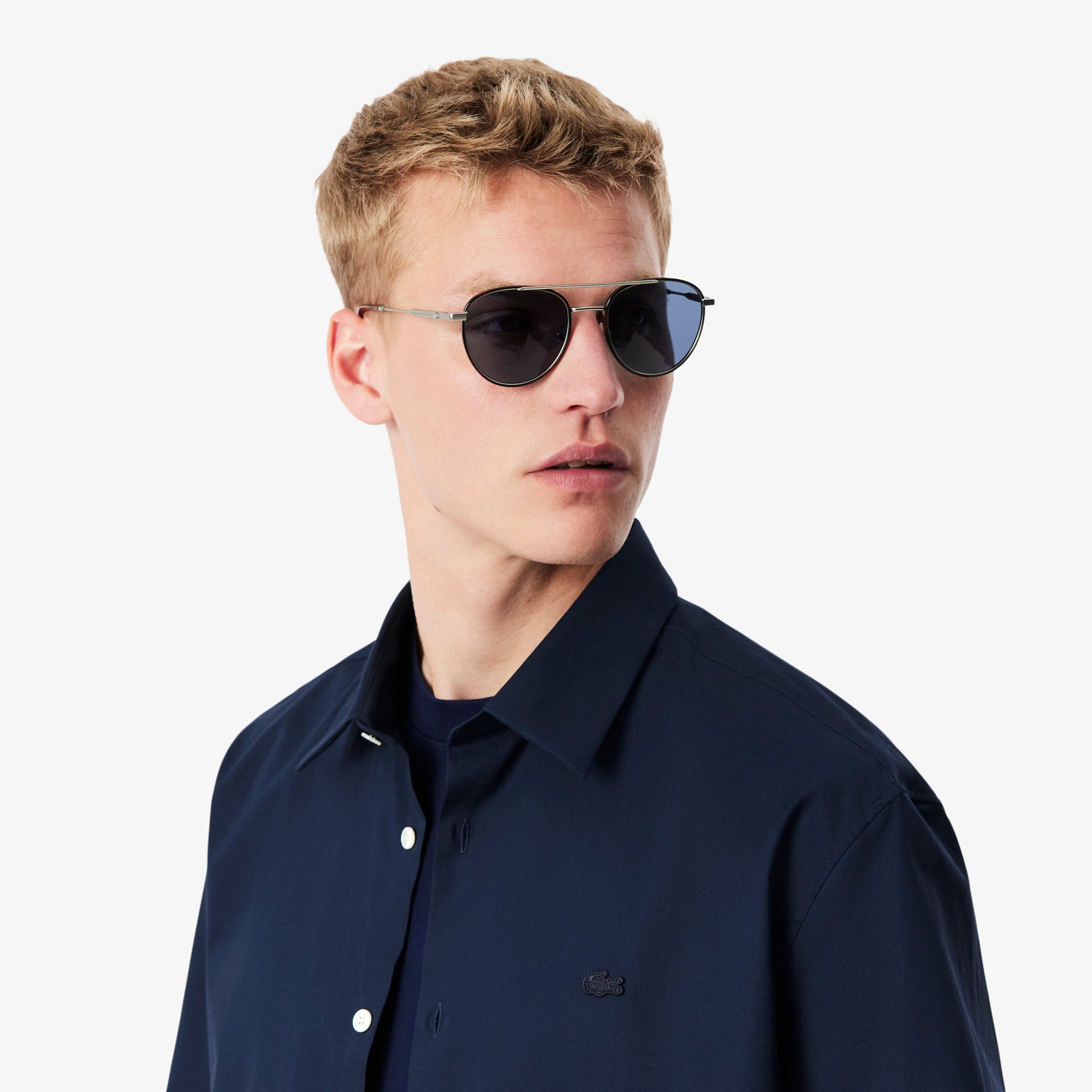 Áo Khoác Sơ Mi Lacoste Nam Dáng Suông Tay Ngắn Chất Liệu Cotton