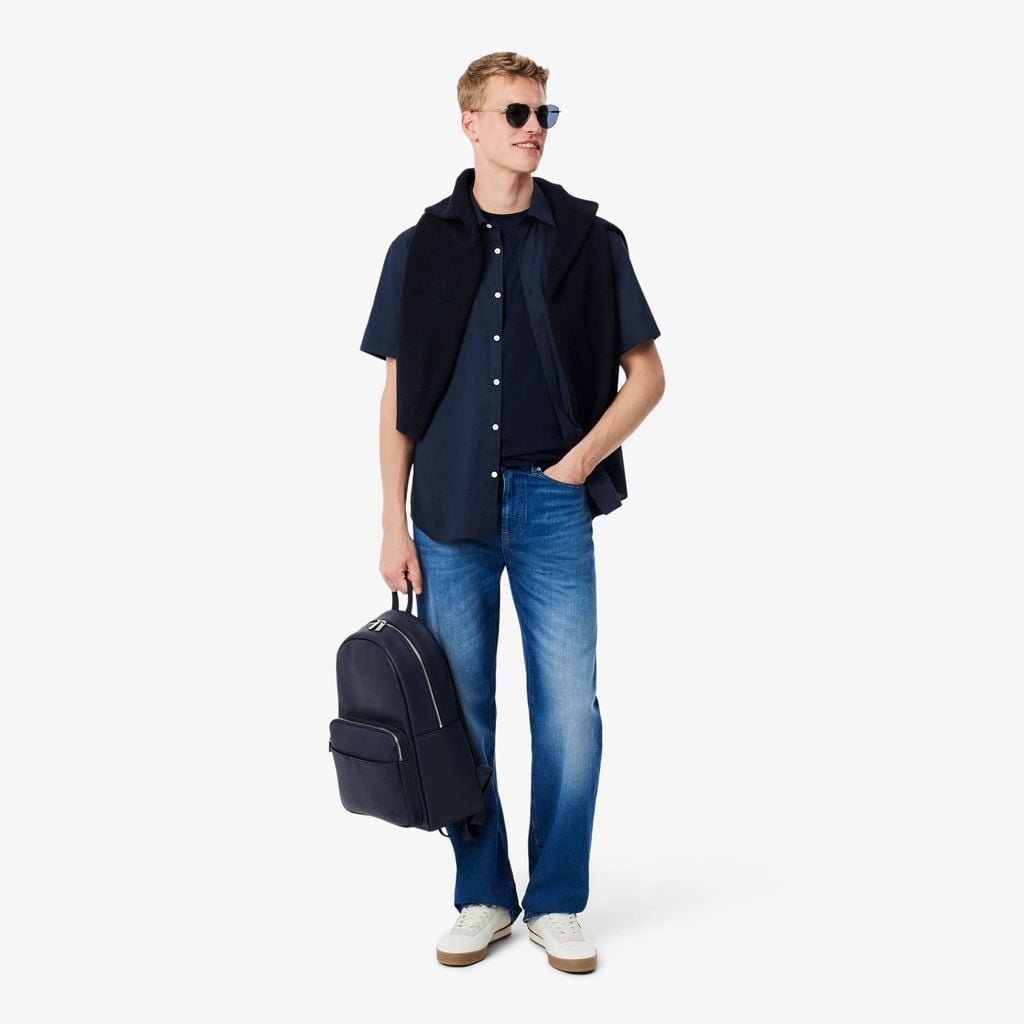 Áo Khoác Sơ Mi Lacoste Nam Dáng Suông Tay Ngắn Chất Liệu Cotton