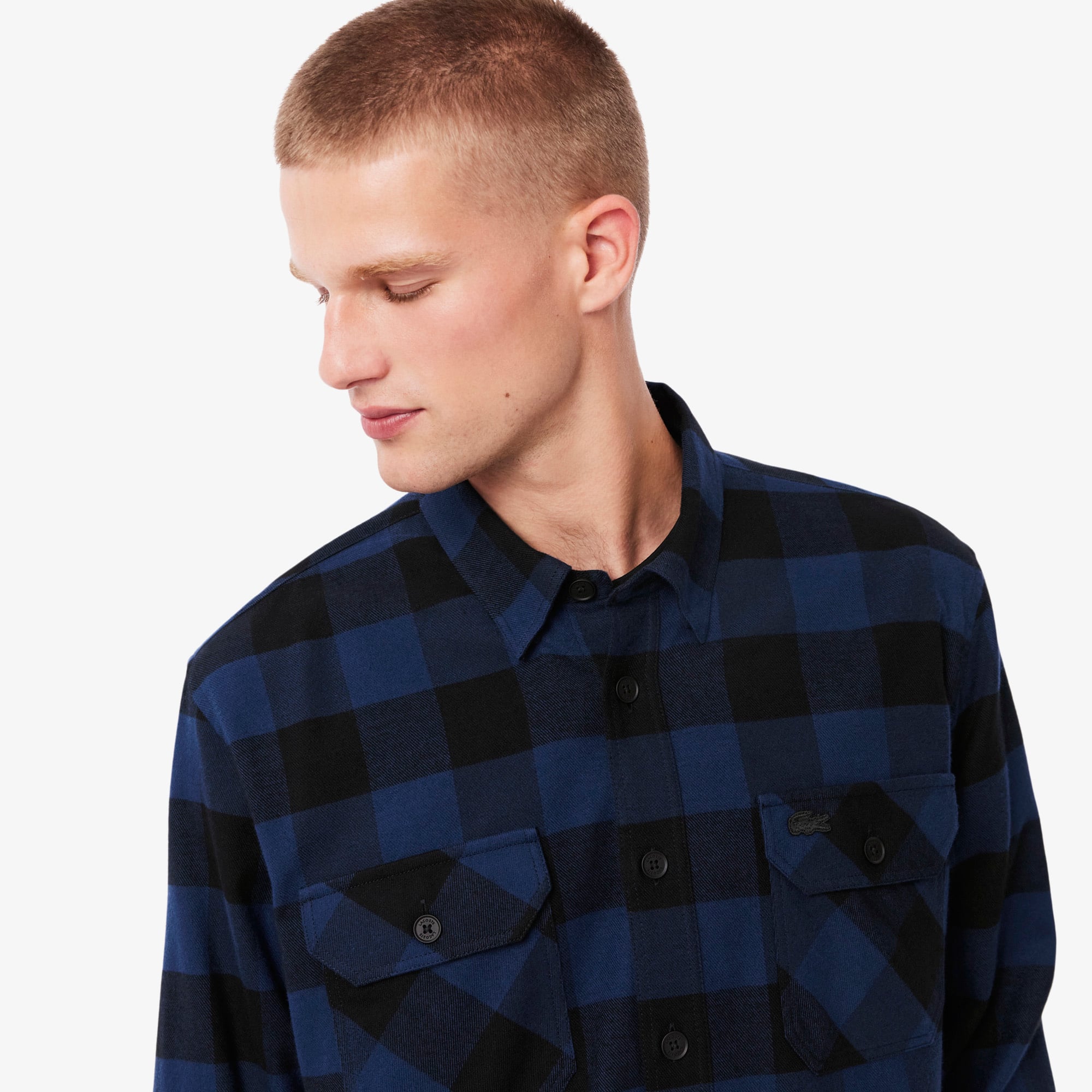 Áo Khoác Sơ Mi Lacoste Nam Oversize Kẻ Caro Chất Liệu Cotton