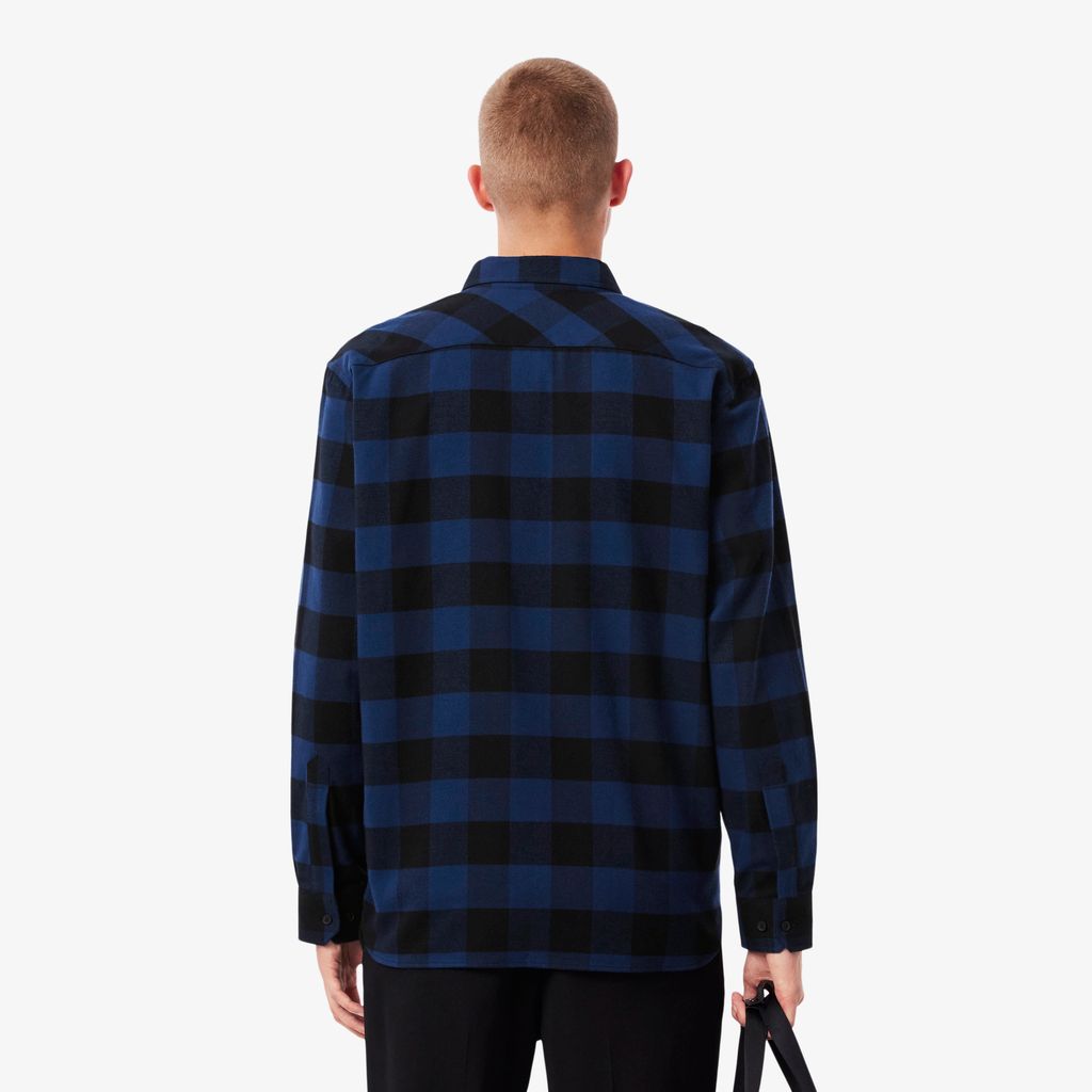 Áo Khoác Sơ Mi Lacoste Nam Oversize Kẻ Caro Chất Liệu Cotton