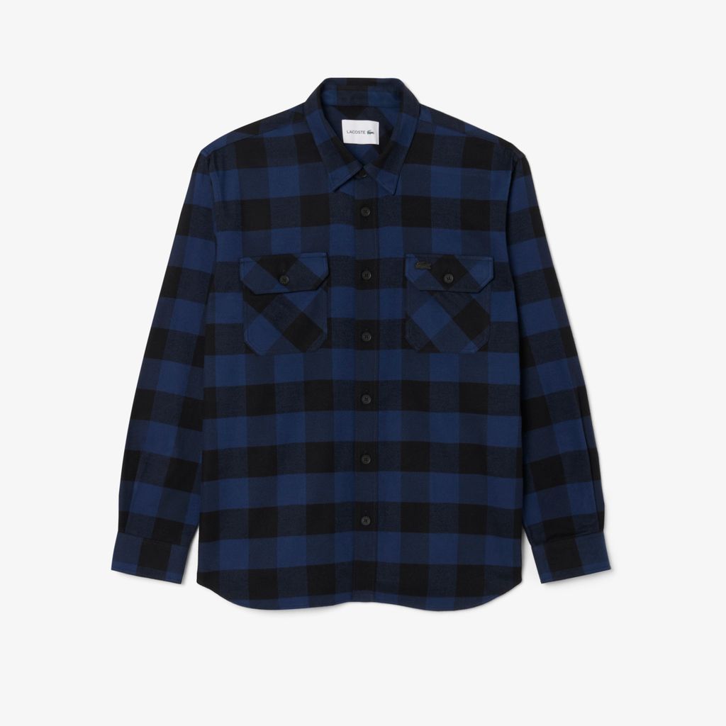 Áo Khoác Sơ Mi Lacoste Nam Oversize Kẻ Caro Chất Liệu Cotton