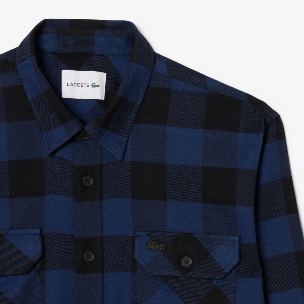 Áo Khoác Sơ Mi Lacoste Nam Oversize Kẻ Caro Chất Liệu Cotton