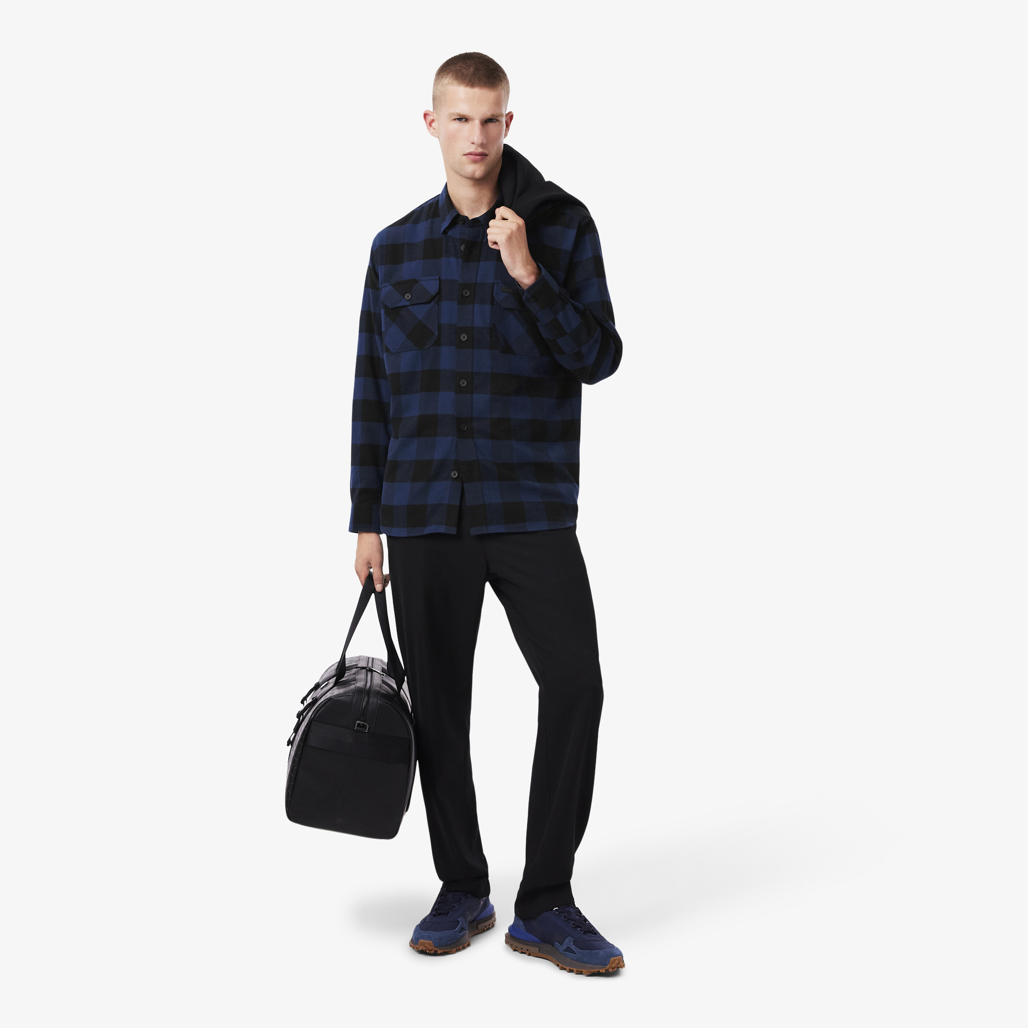 Áo Khoác Sơ Mi Lacoste Nam Oversize Kẻ Caro Chất Liệu Cotton