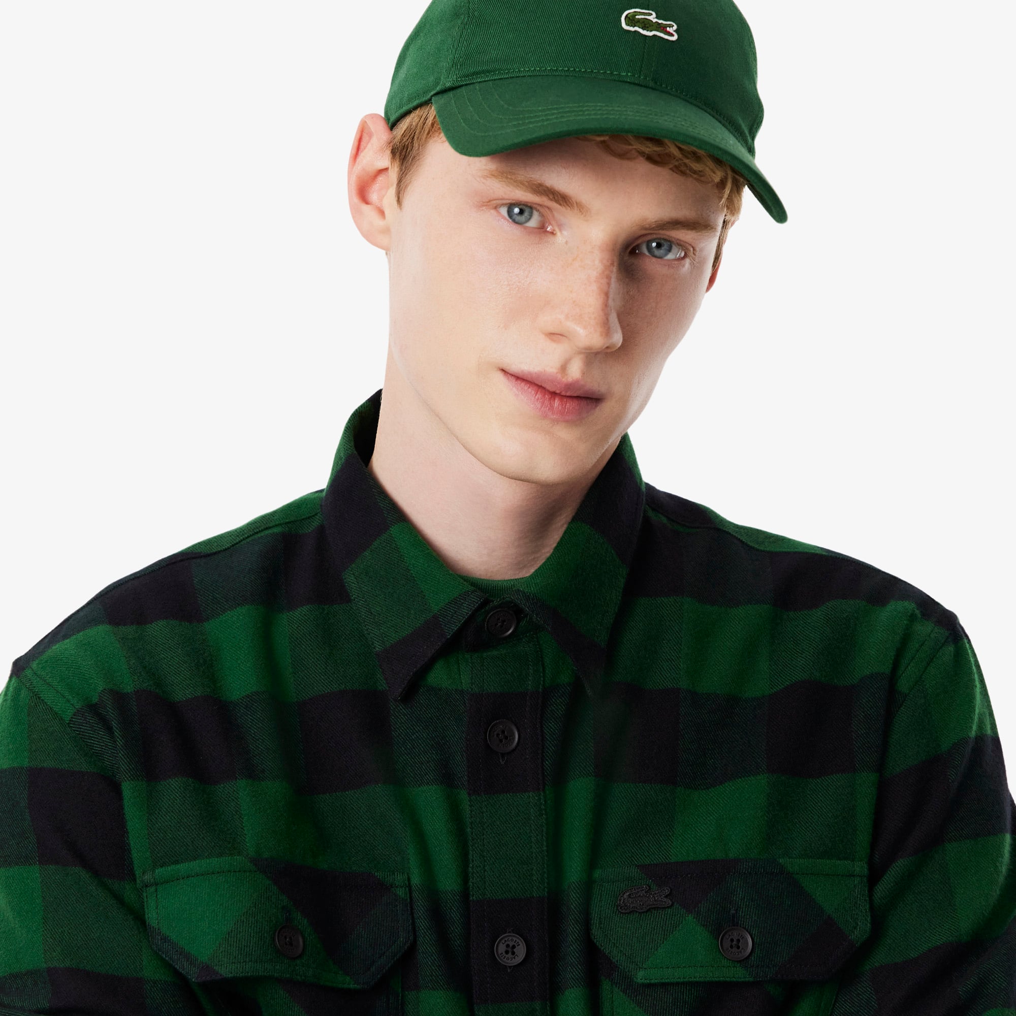 Áo Khoác Sơ Mi Lacoste Nam Oversize Kẻ Caro Chất Liệu Cotton