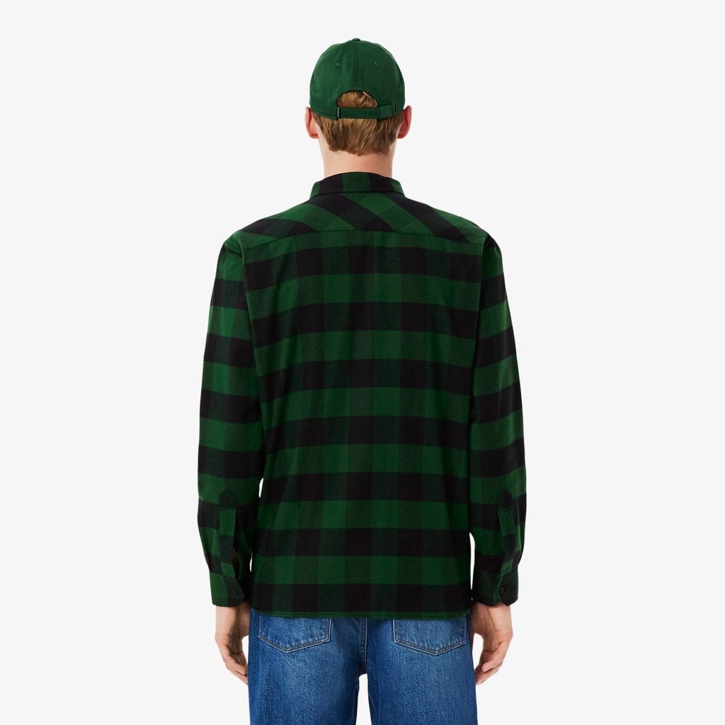 Áo Khoác Sơ Mi Lacoste Nam Oversize Kẻ Caro Chất Liệu Cotton