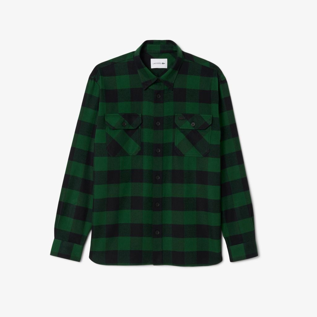 Áo Khoác Sơ Mi Lacoste Nam Oversize Kẻ Caro Chất Liệu Cotton